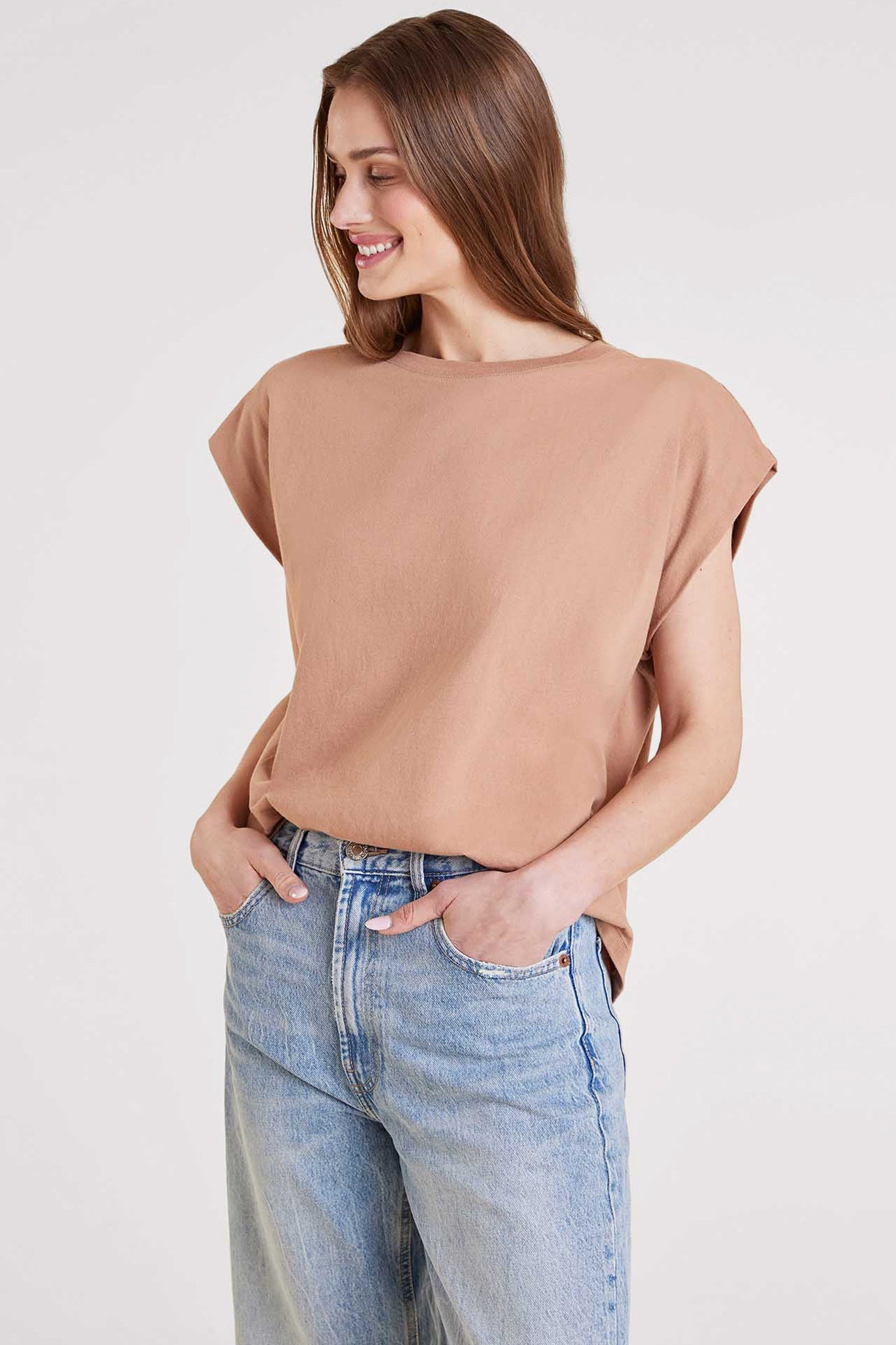 nuuds muscle tee – jersey knit fabric womens cotton t-shirts basic tees tops for women