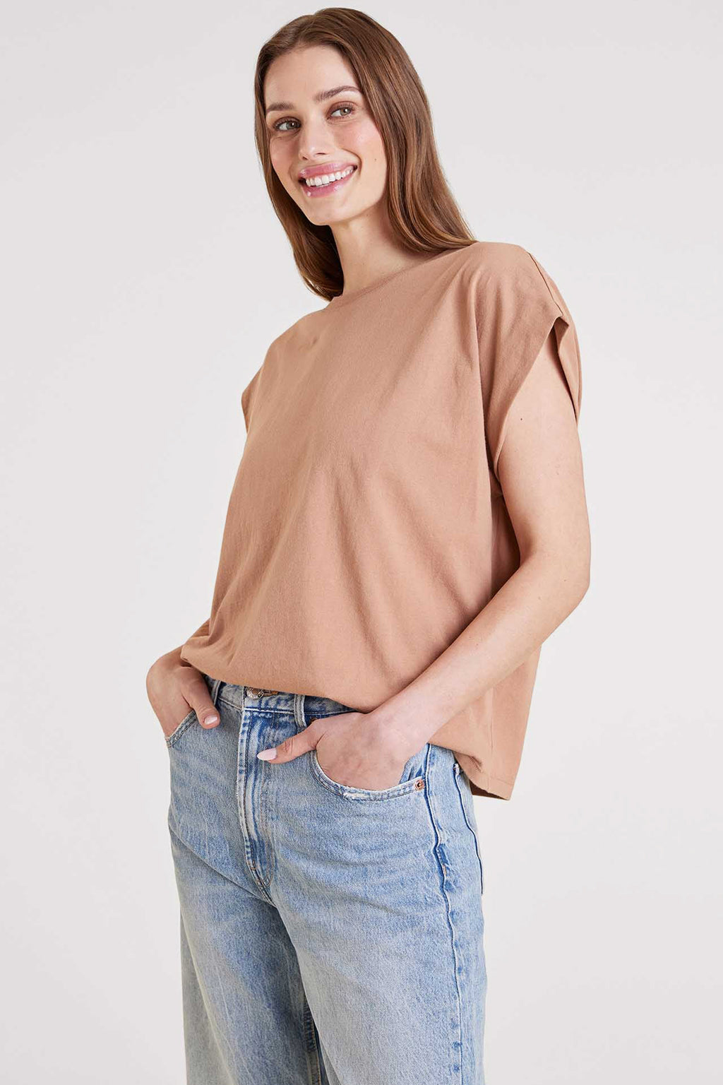 nuuds muscle tee – jersey knit fabric womens cotton t-shirts basic tees tops for women