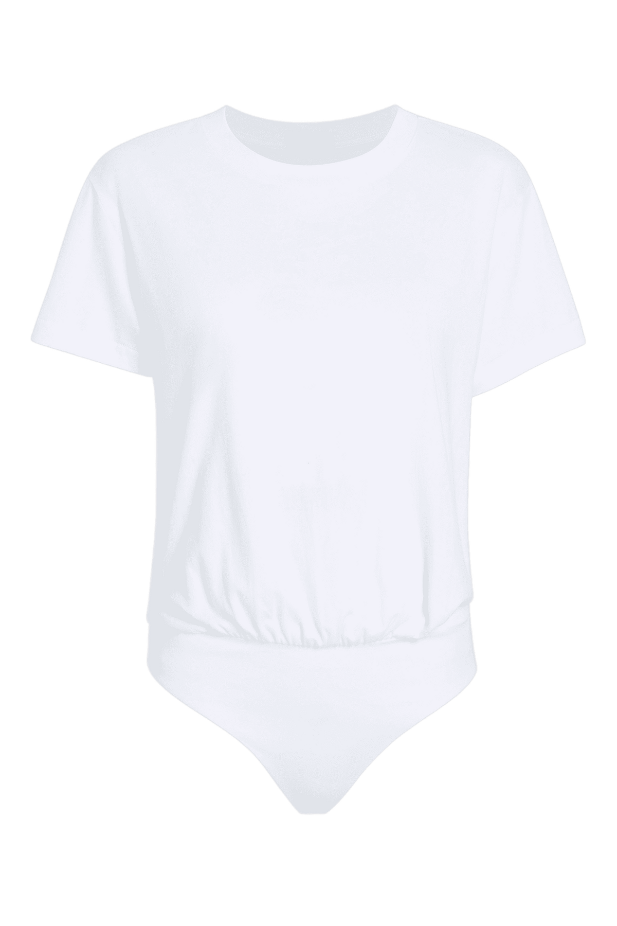 Color:White | nuuds everyday t-shirt bodysuit – bodysuit women jersey fabric basic tees womens cotton t-shirts