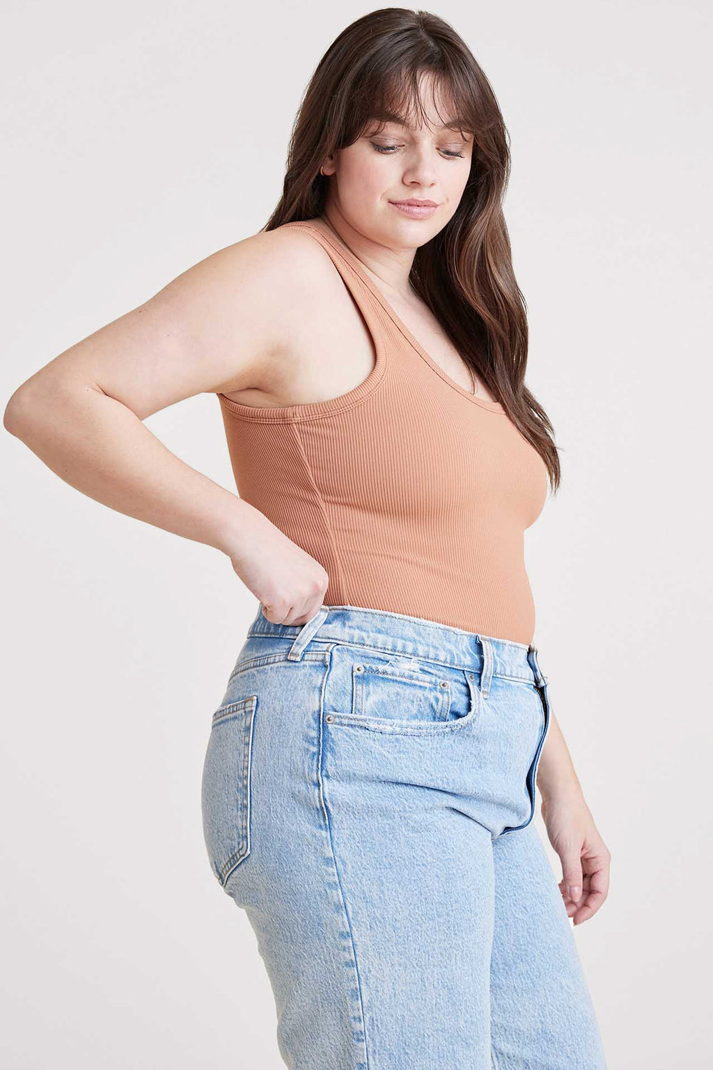 Ribbed Scoop Tank Bodysuit