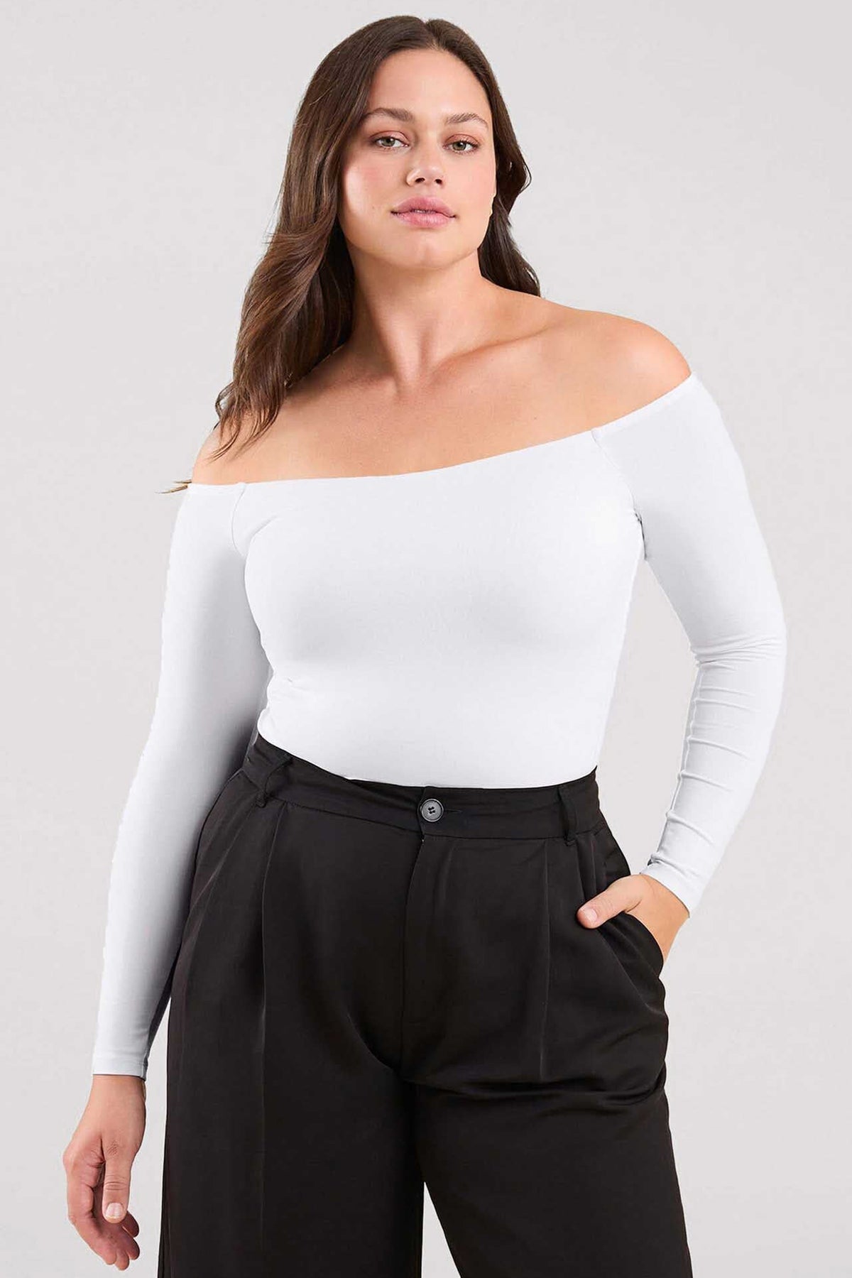 Color:White | Off The Shoulder Bodysuit