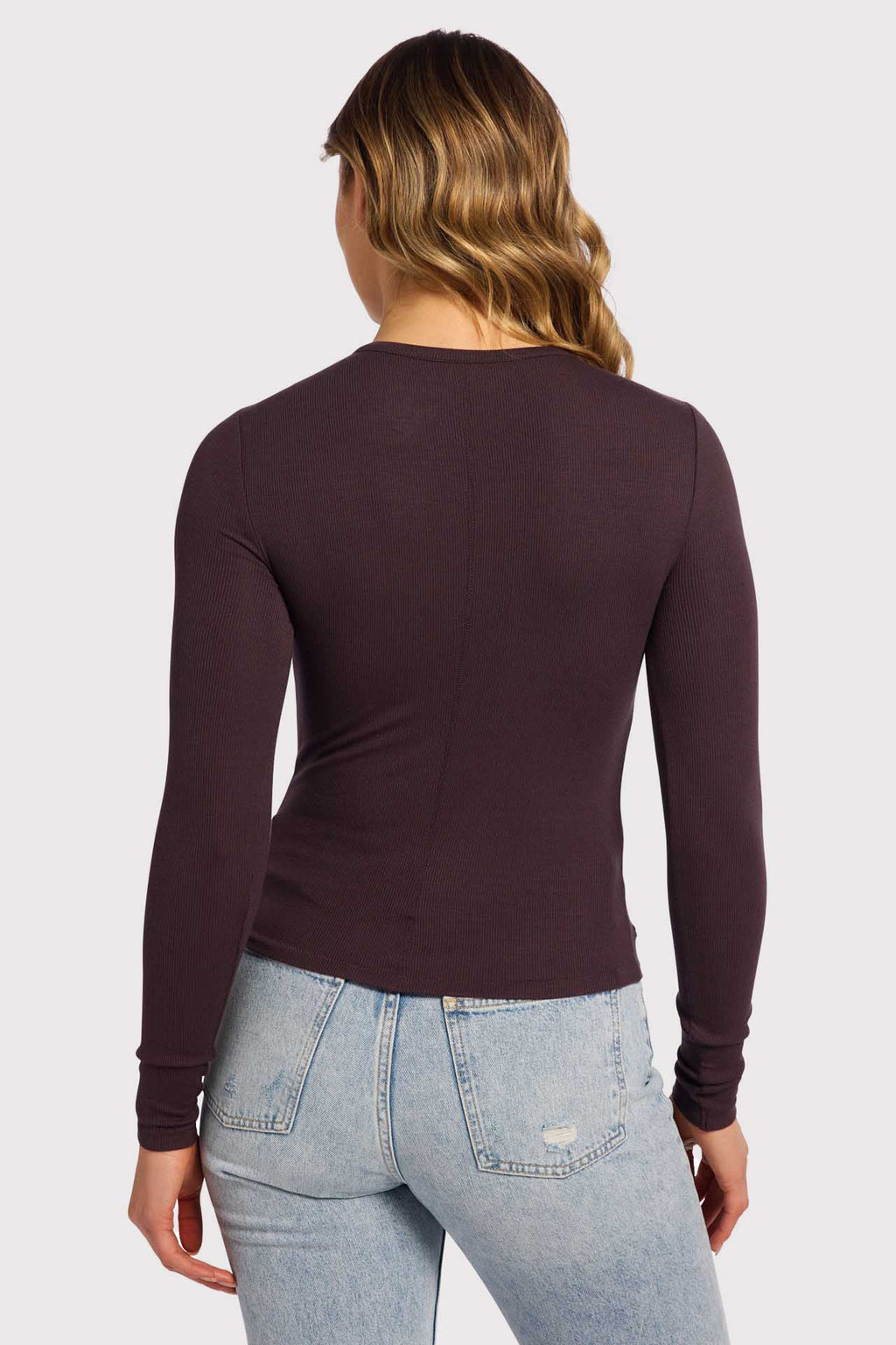 nuuds women’s long sleeve shirts fitted modal top - soft modal women’s long sleeve tops