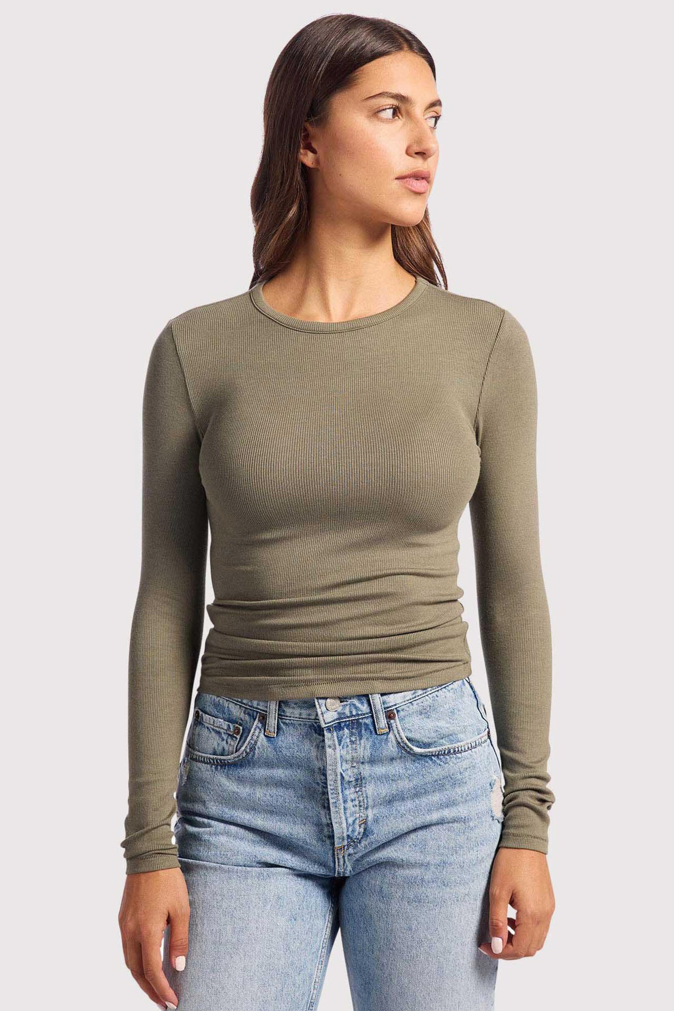 nuuds women’s long sleeve shirts fitted modal top - soft modal women’s long sleeve tops
