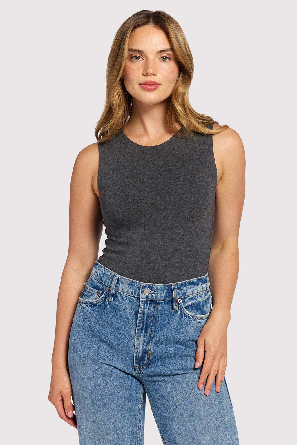 Cotton Stretch Classic Crewneck Tank Bodysuit