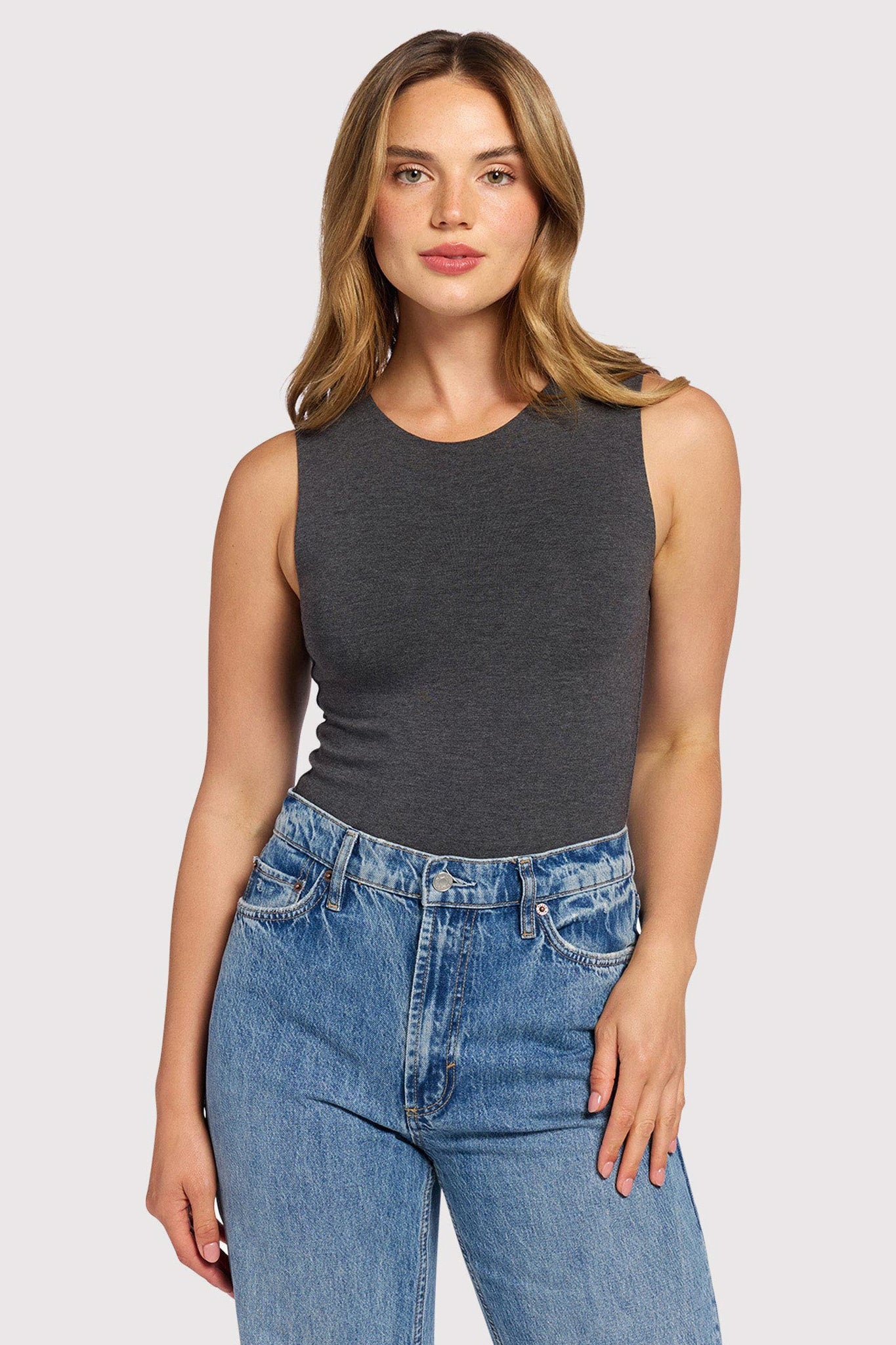 Cotton Stretch Classic Crewneck Tank Bodysuit