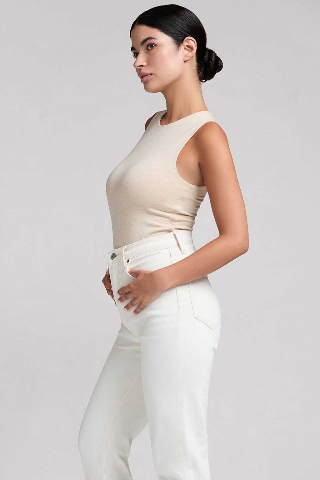 Cotton Stretch Classic Crewneck Tank Bodysuit