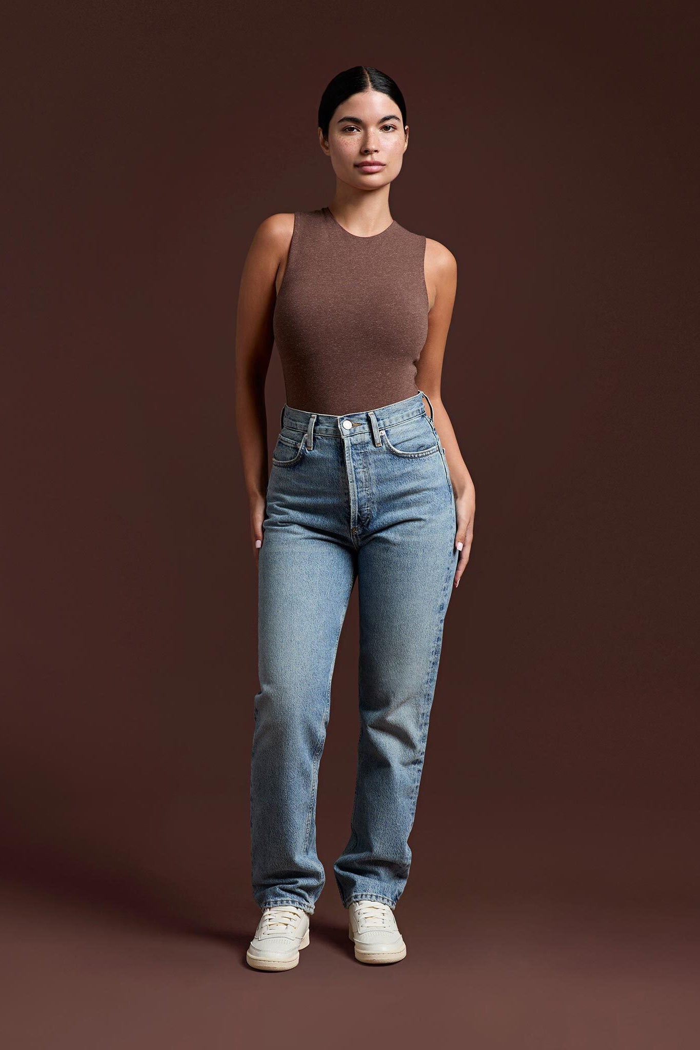 Cotton Stretch Classic Crewneck Tank Bodysuit