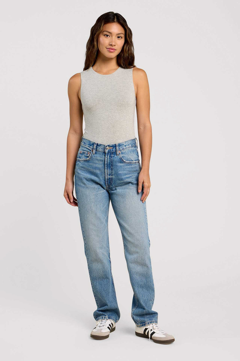 Cotton Stretch Classic Crewneck Tank Bodysuit