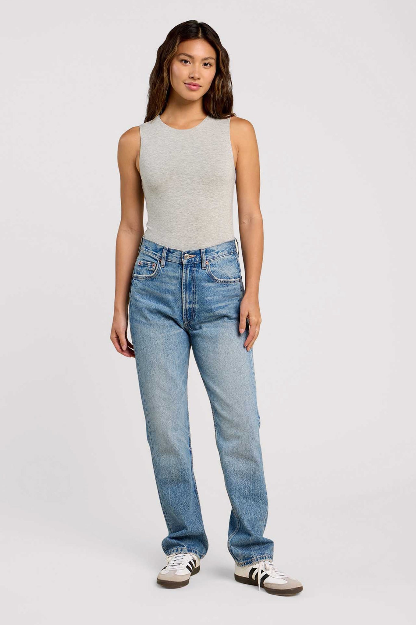 Cotton Stretch Classic Crewneck Tank Bodysuit