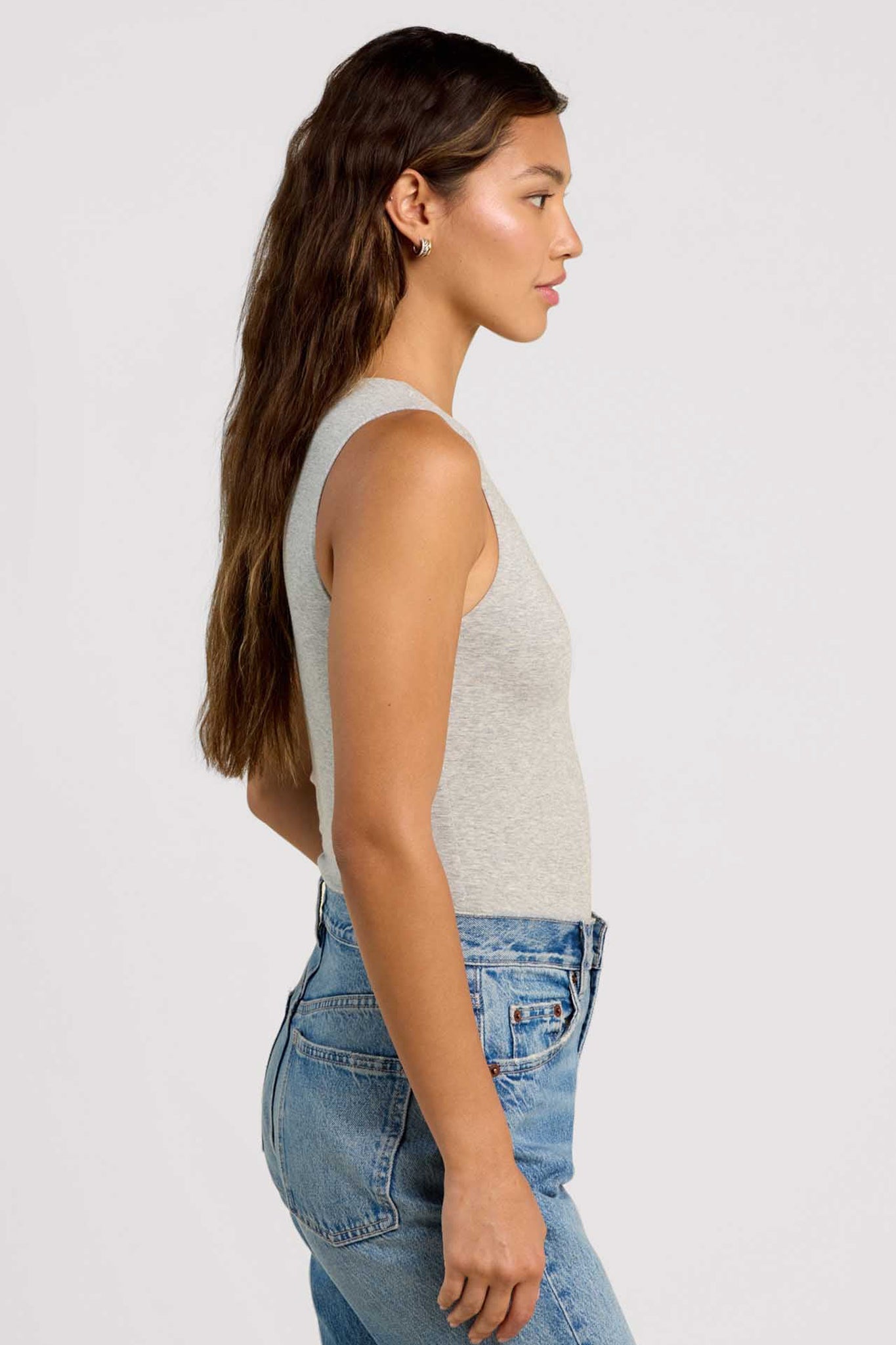 Cotton Stretch Classic Crewneck Tank Bodysuit