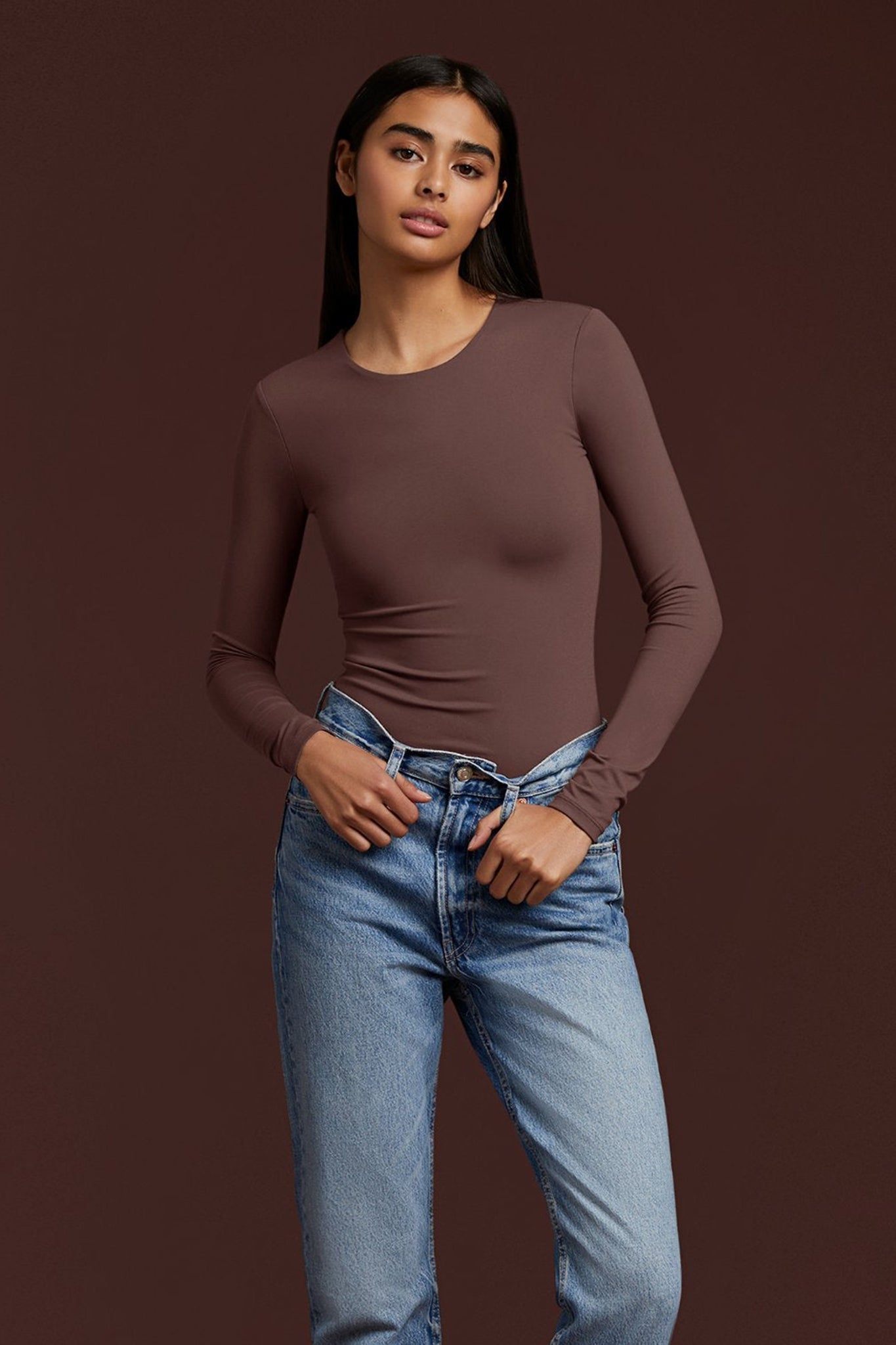 Women's Seamless Long Sleeve Shirt | Coffee