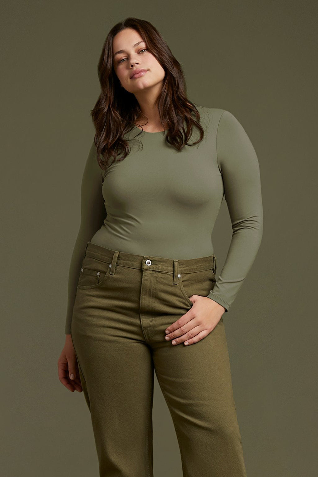 Women's Seamless Long Sleeve Shirt | Dark Olive