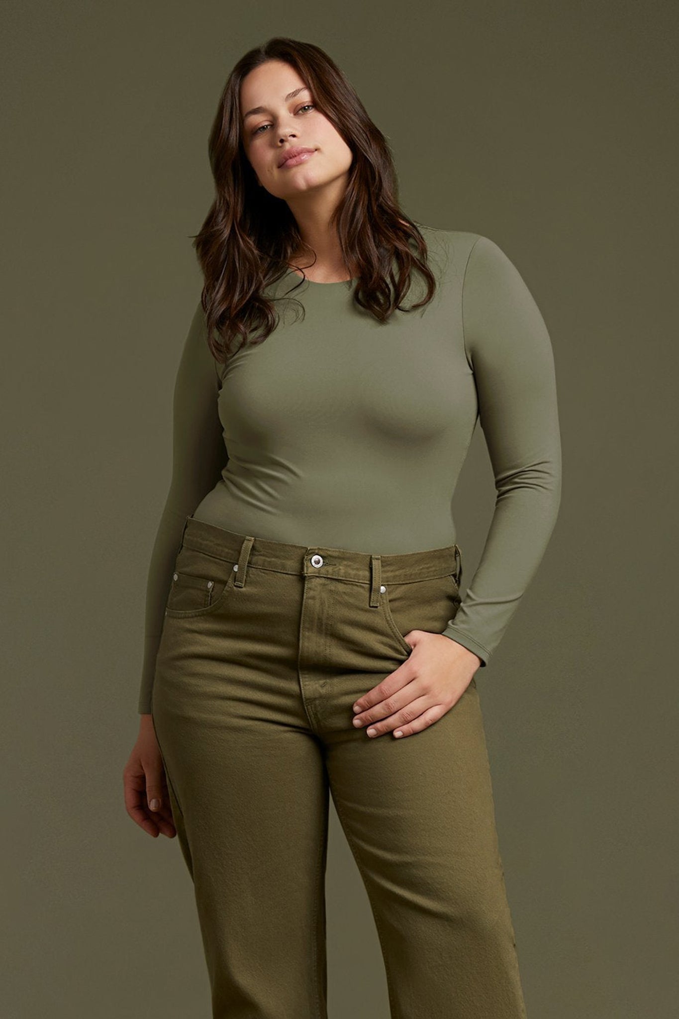 Women's Seamless Long Sleeve Shirt | Dark Olive