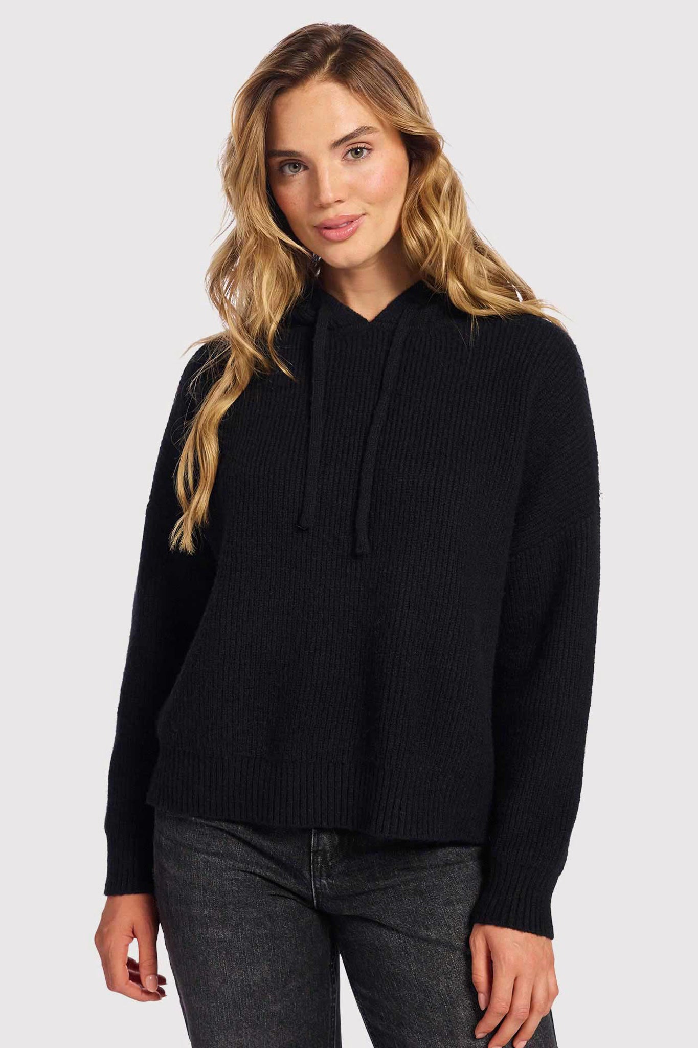 Cozy Knit Ribbed Sweater Hoodie | Women's Cozy Knit Hoodie with