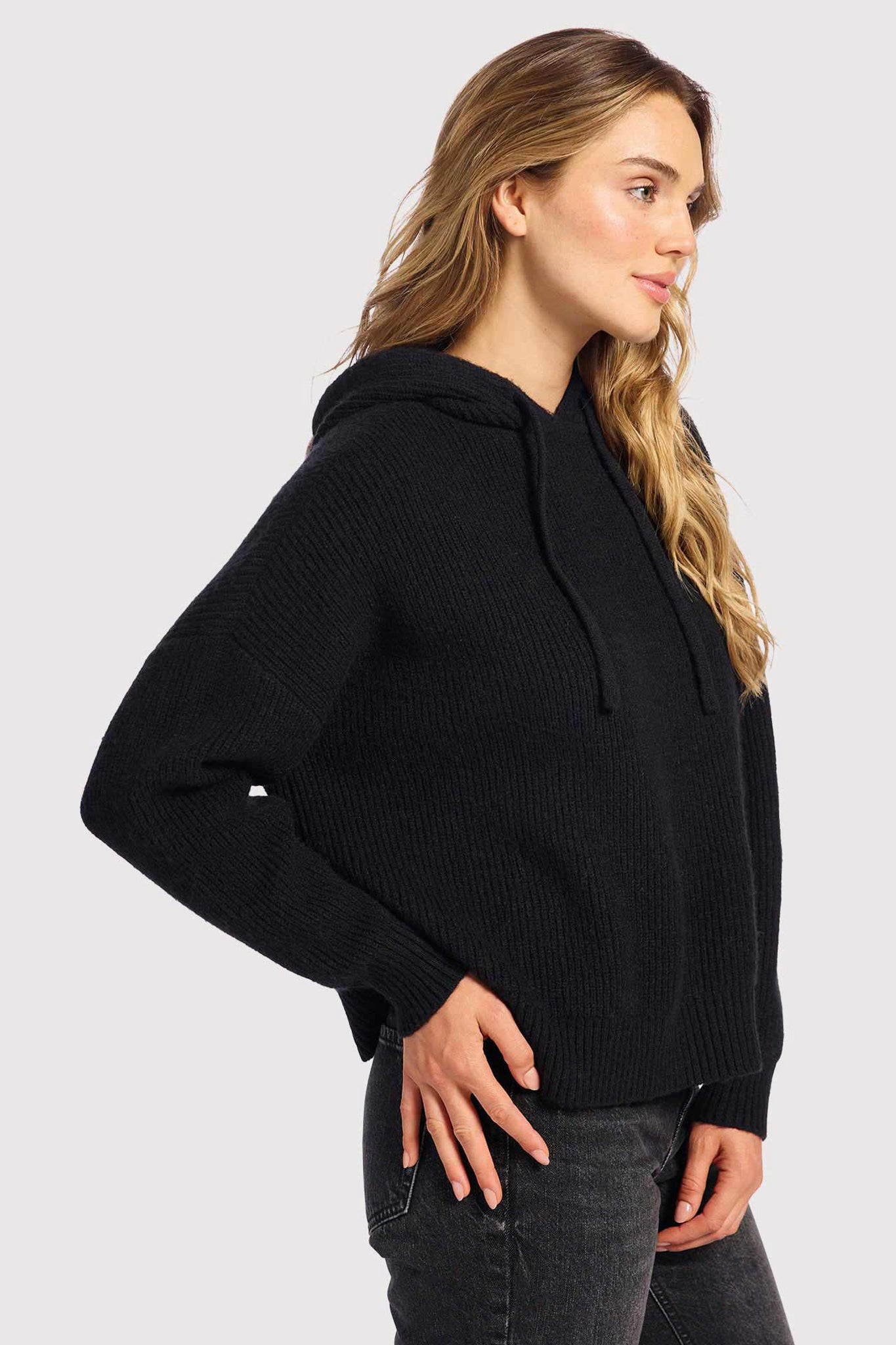 Cozy Knit Ribbed Sweater Hoodie