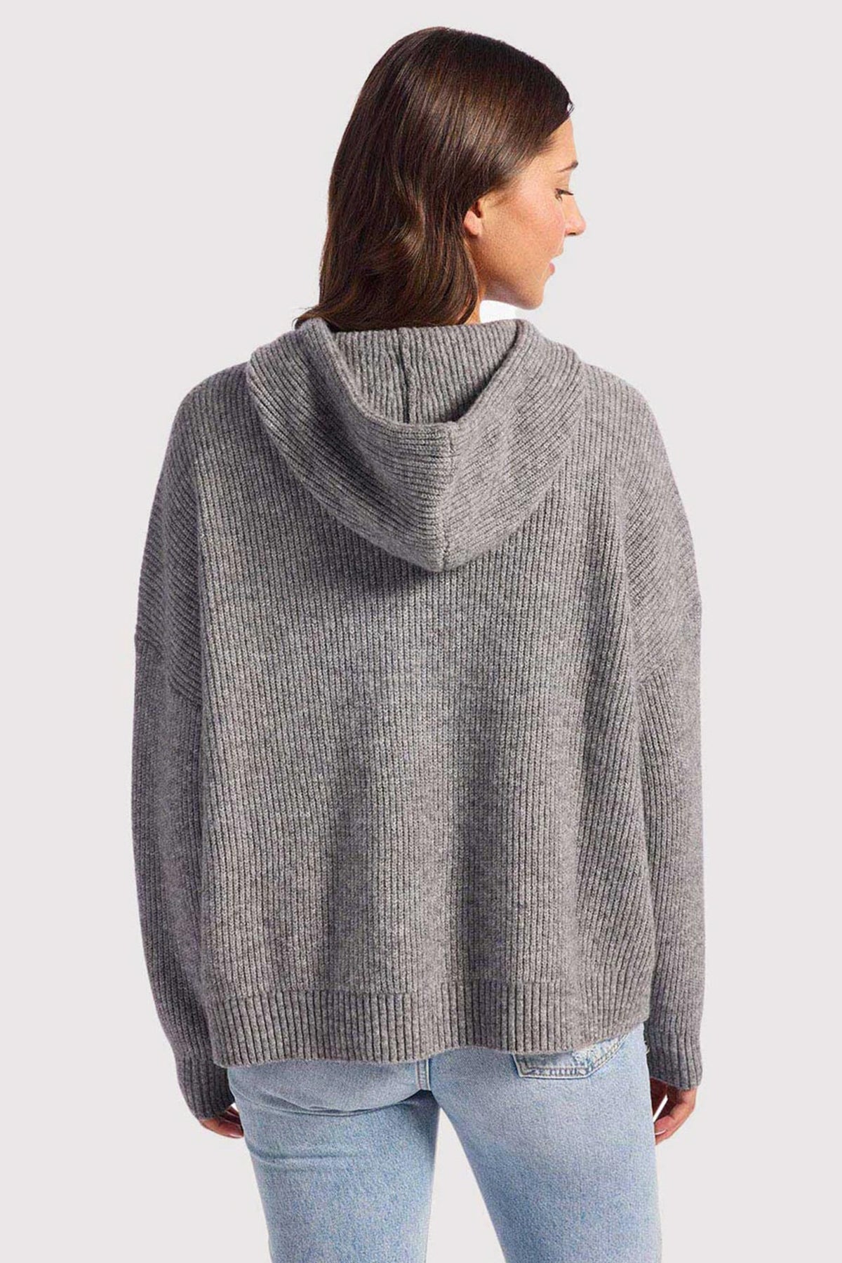Color:Charcoal | nuuds ribbed sweater hoodie – cozy ribbed knit sweater hoodie long sleeve