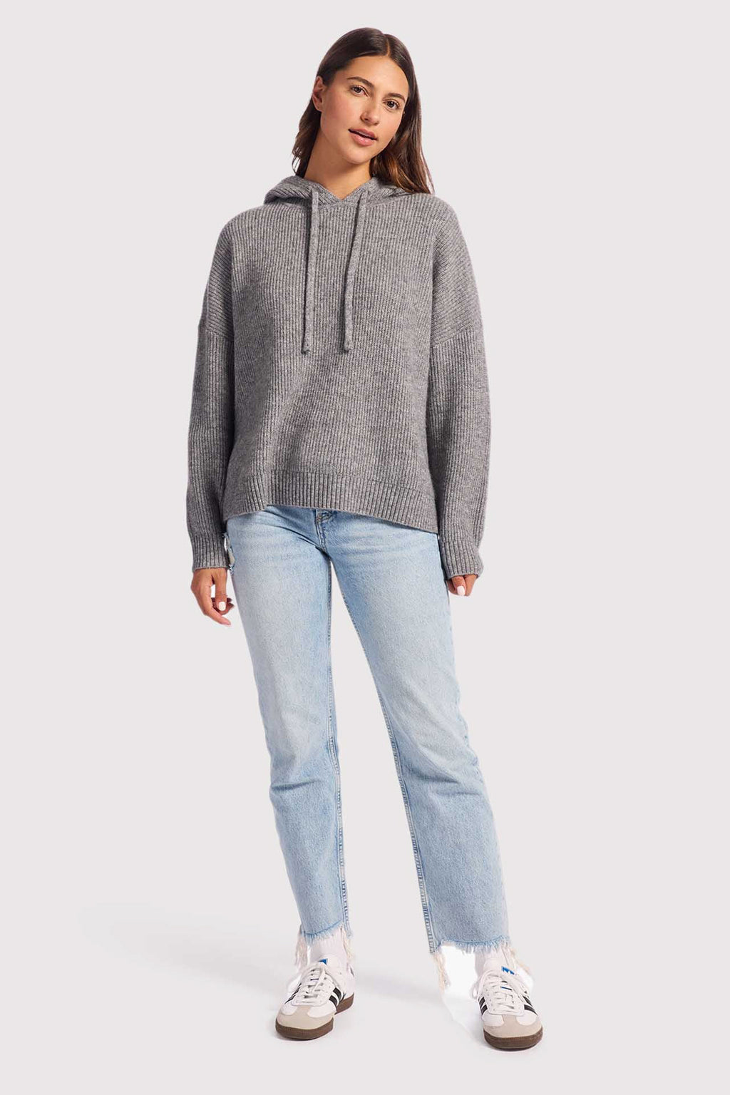 Cozy Knit Ribbed Sweater Hoodie