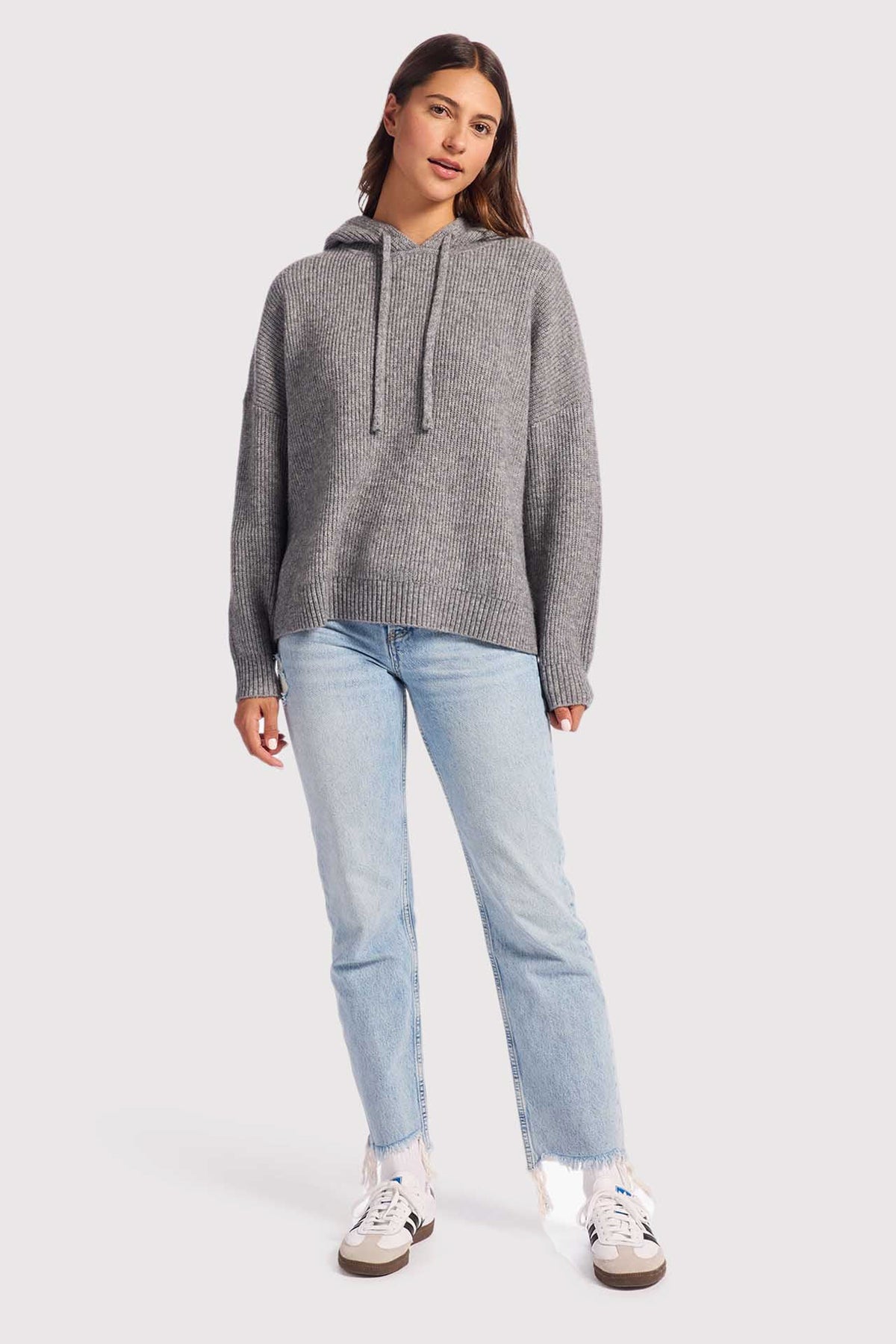Color:Charcoal | nuuds ribbed sweater hoodie – cozy ribbed knit sweater hoodie long sleeve