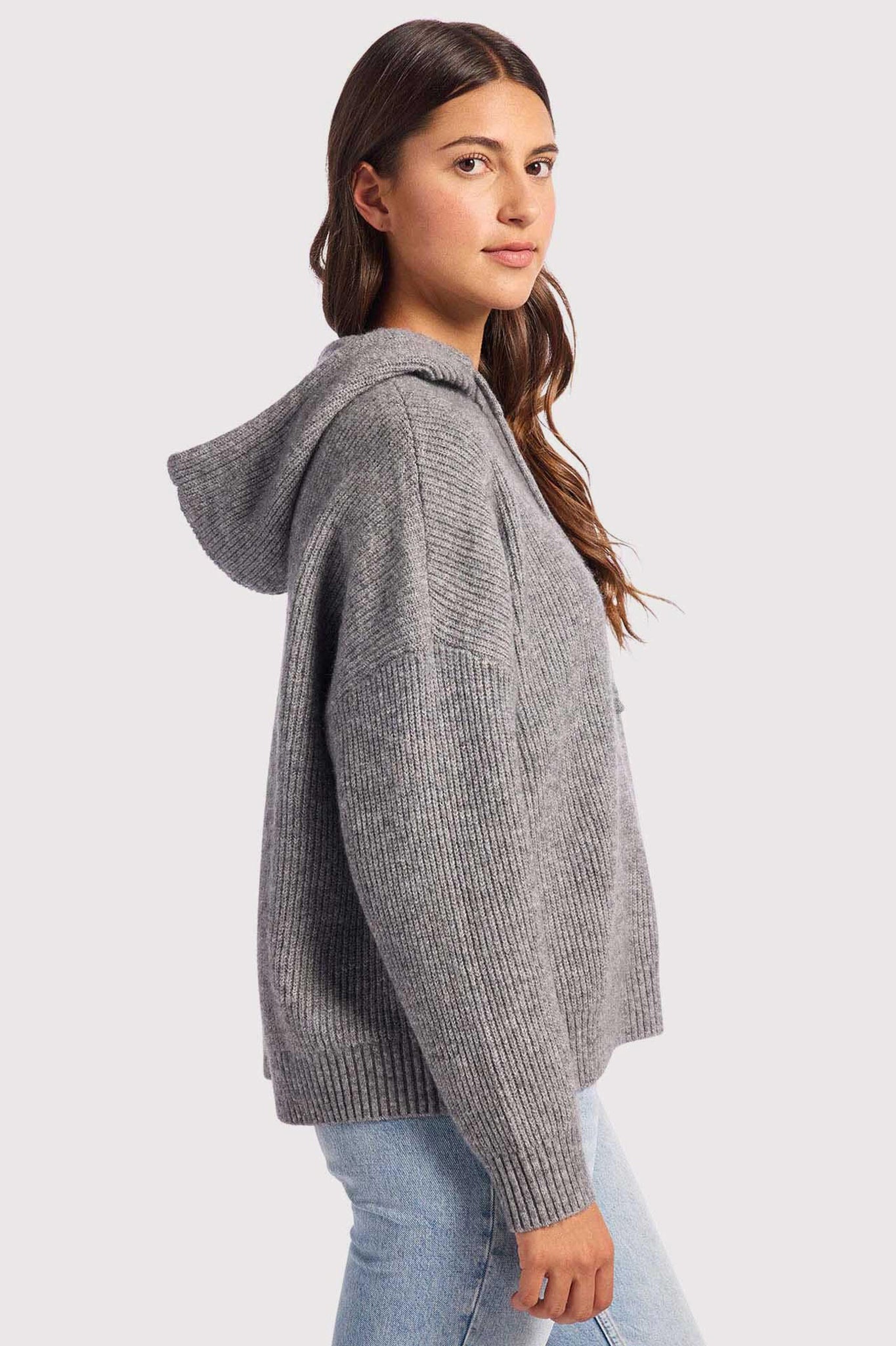 Cozy Knit Ribbed Sweater Hoodie | Women's Cozy Knit Hoodie with