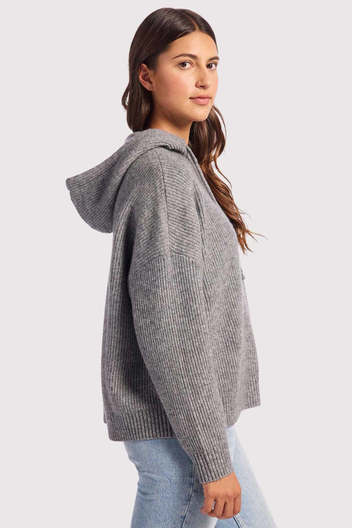 Color:Charcoal | nuuds ribbed sweater hoodie – cozy ribbed knit sweater hoodie long sleeve