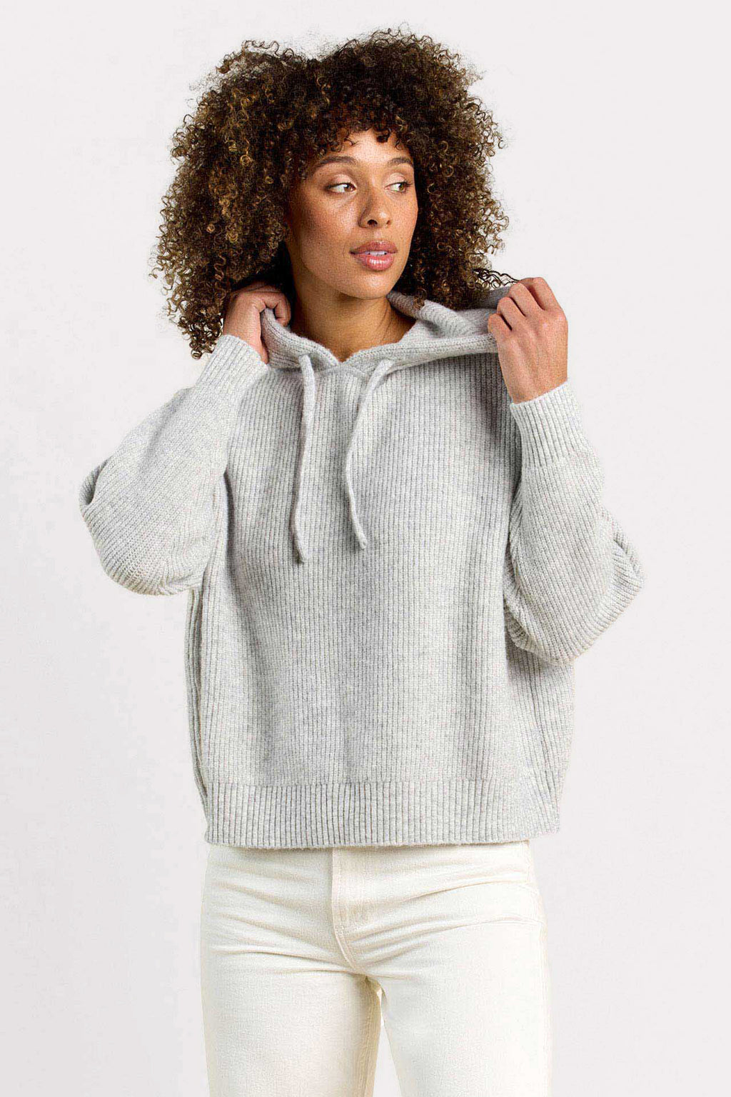 Cozy Knit Ribbed Sweater Hoodie