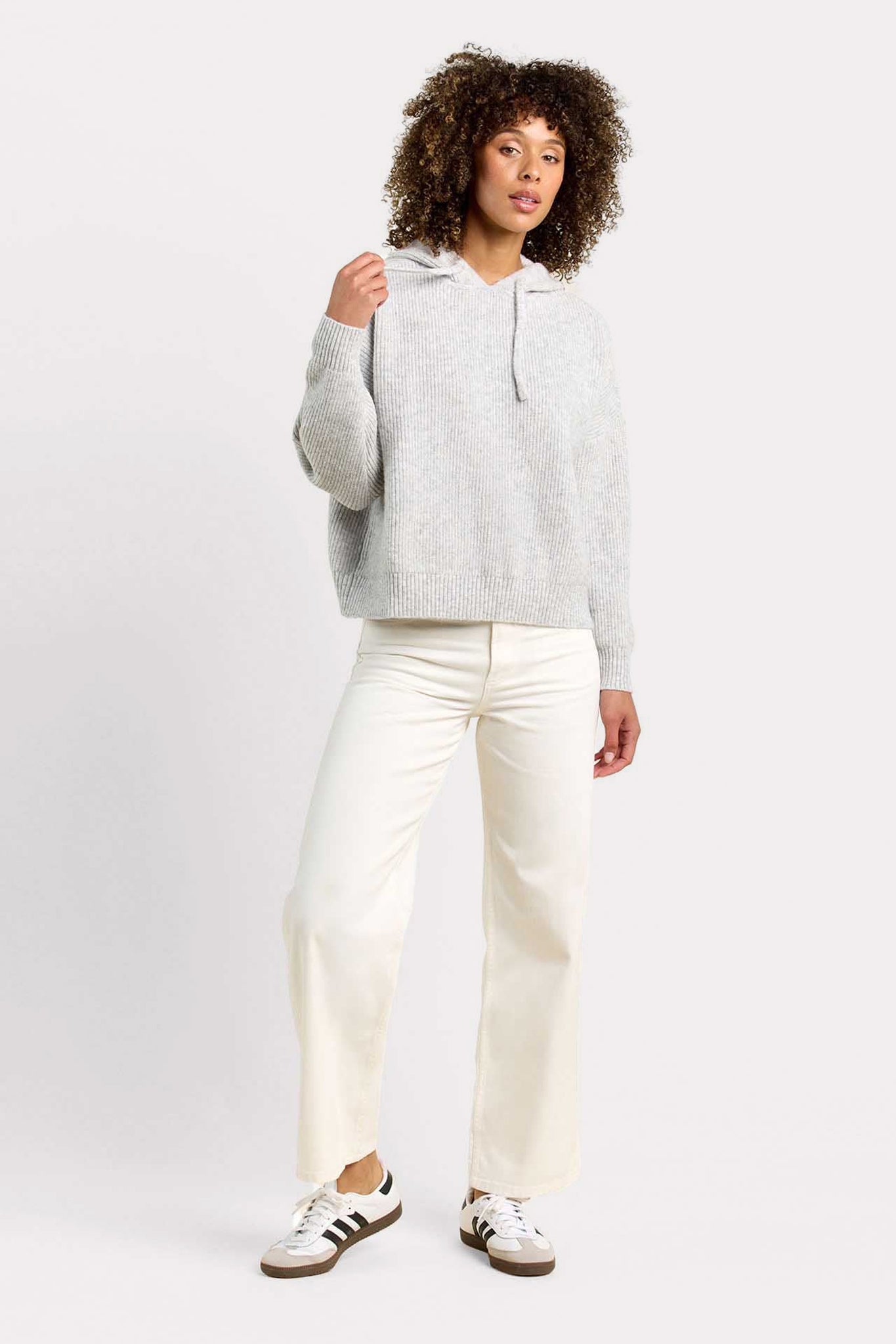 Cozy Knit Ribbed Sweater Hoodie
