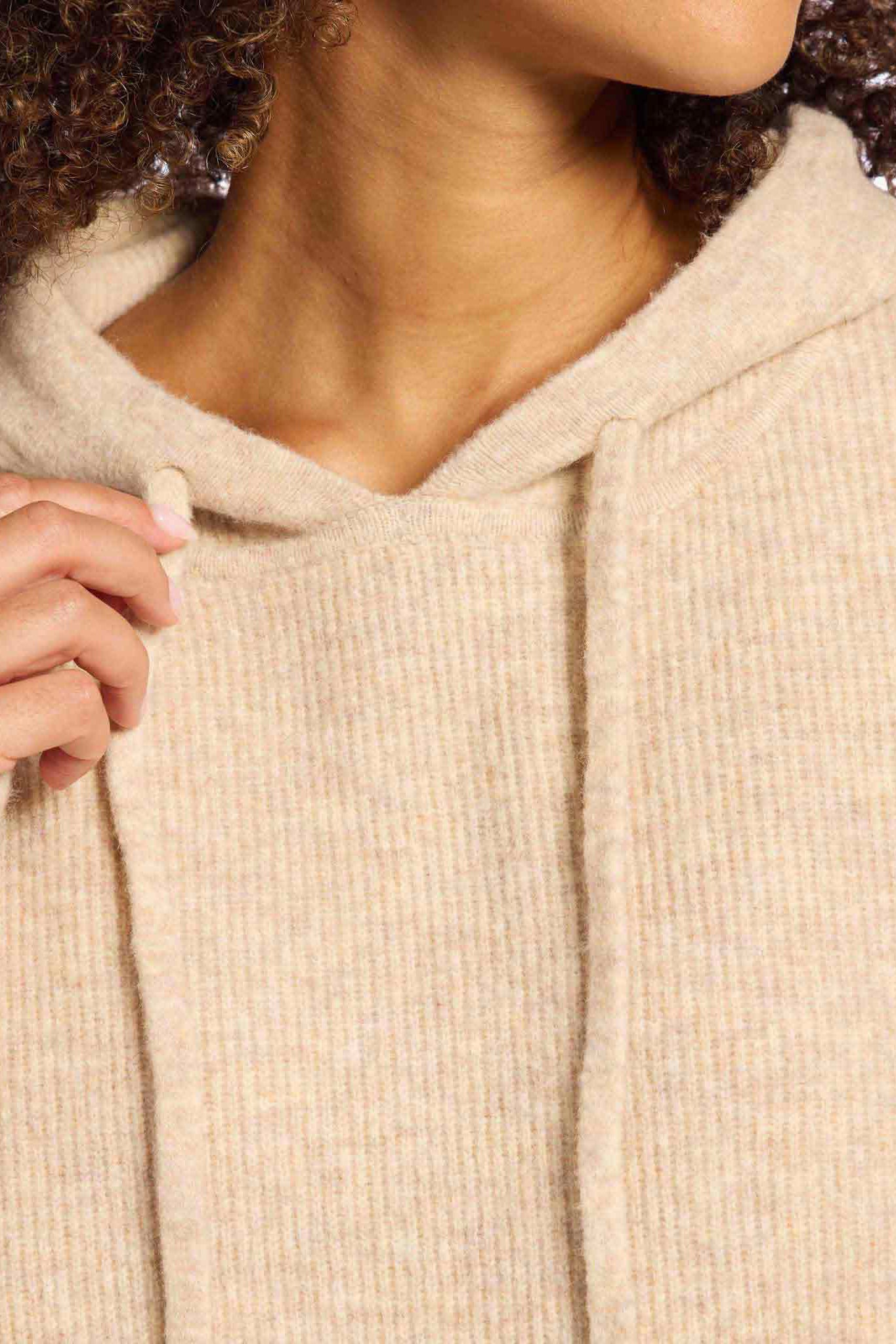 Cozy Knit Ribbed Sweater Hoodie