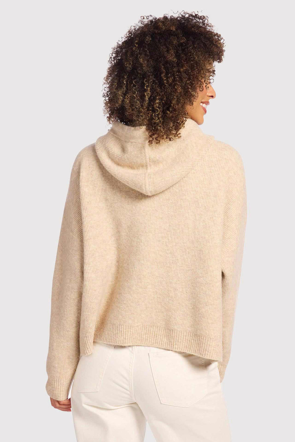Cozy Knit Ribbed Sweater Hoodie