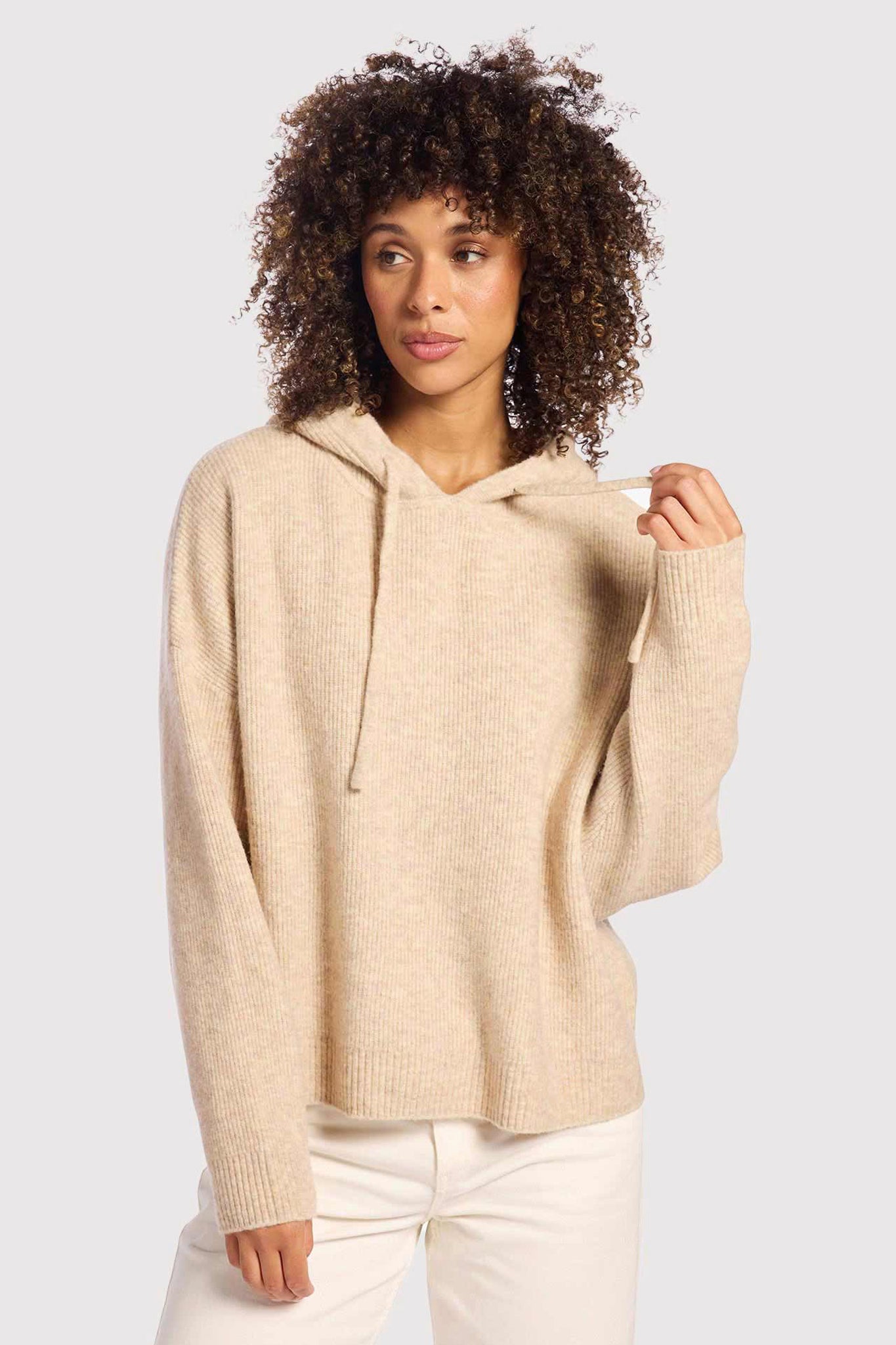 Cozy Knit Ribbed Sweater Hoodie