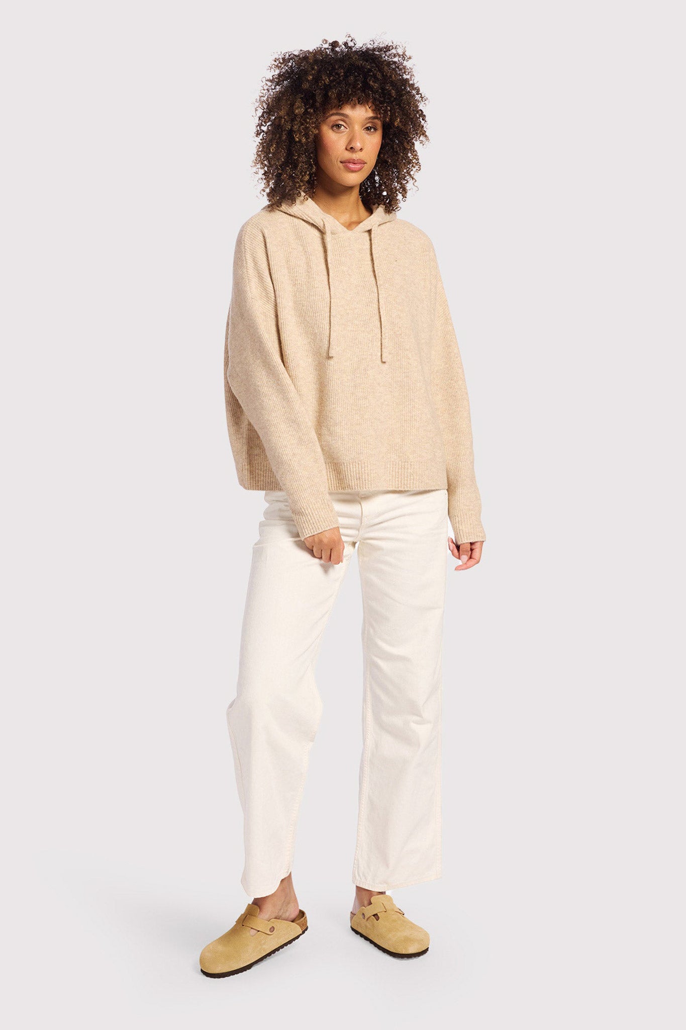 Cozy Knit Ribbed Sweater Hoodie