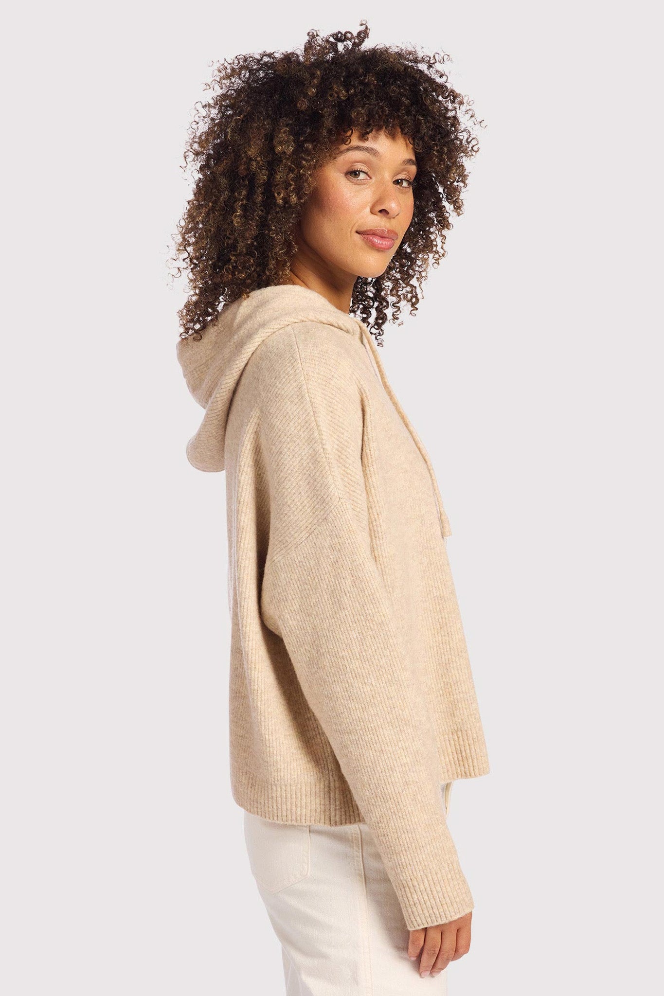 Cozy Knit Ribbed Sweater Hoodie