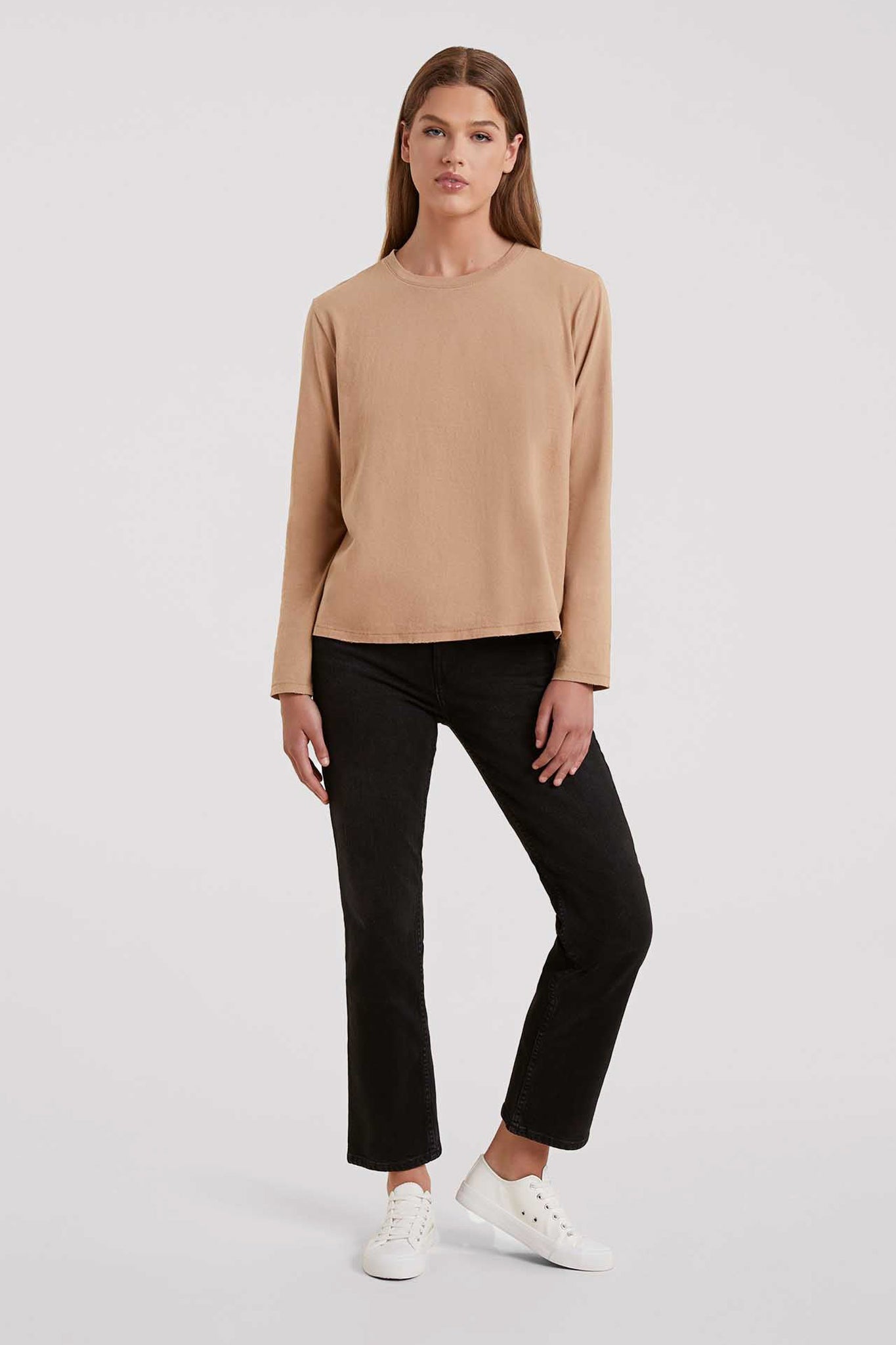 Vintage Cotton Long Sleeve Everyday T-Shirt