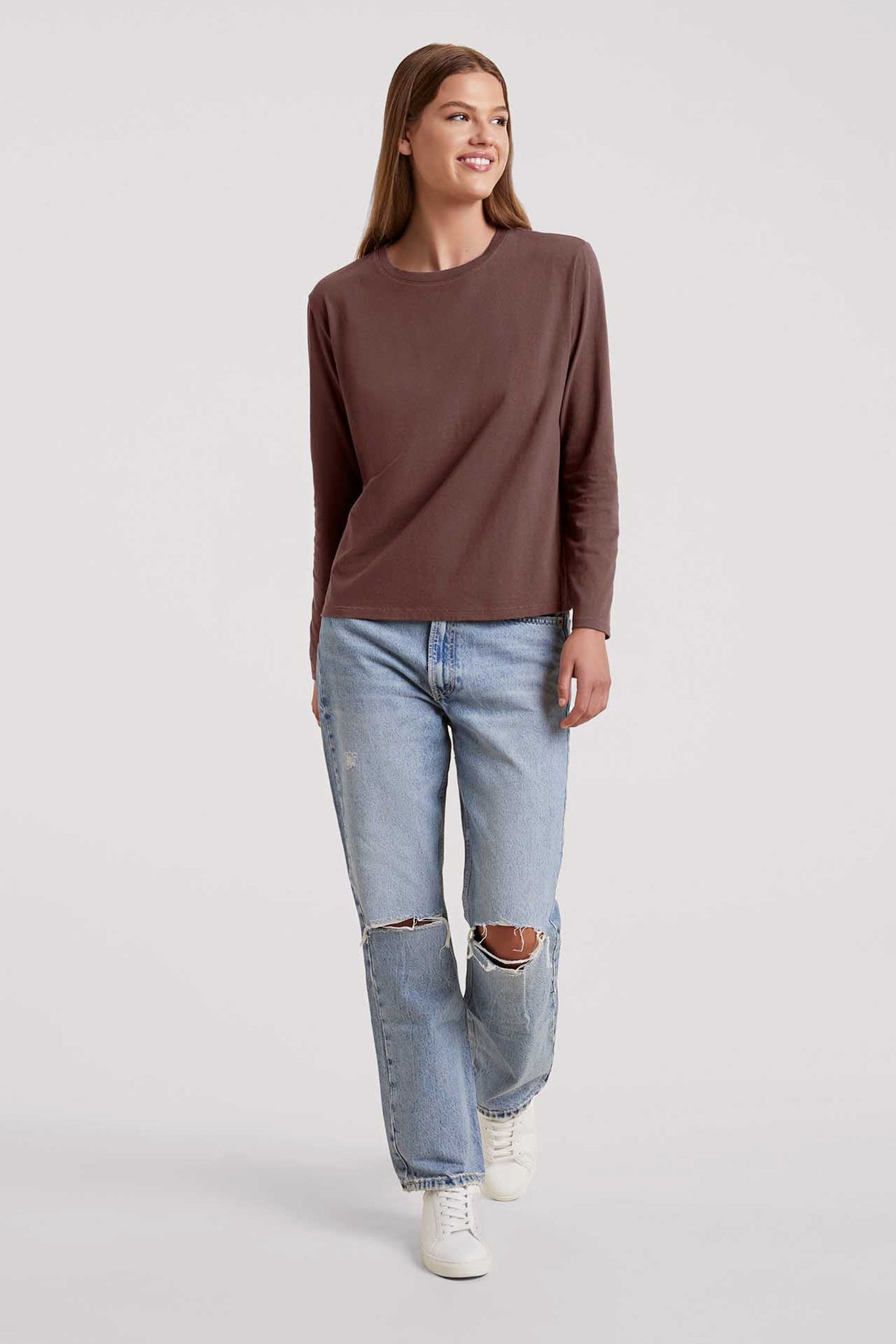 Vintage Cotton Long Sleeve Everyday T-Shirt