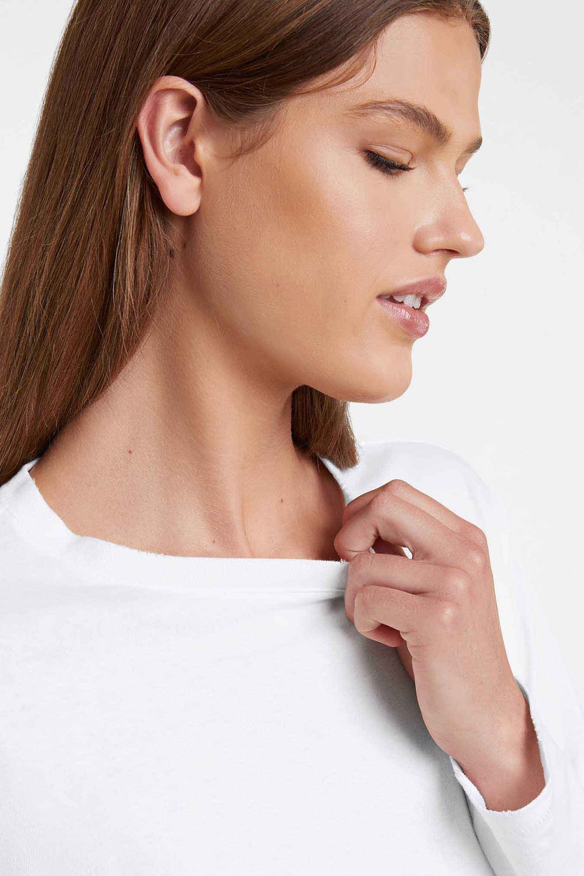 Color:White | nuuds long sleeve everyday t-shirt – womens long sleeve tops long sleeve shirts womens cotton t-shirts