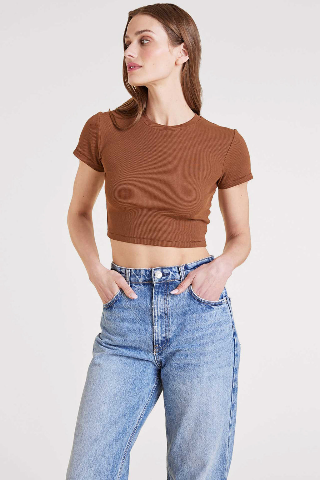 nuuds baby tee cropped t-shirt women’s tops fitted short sleeve top