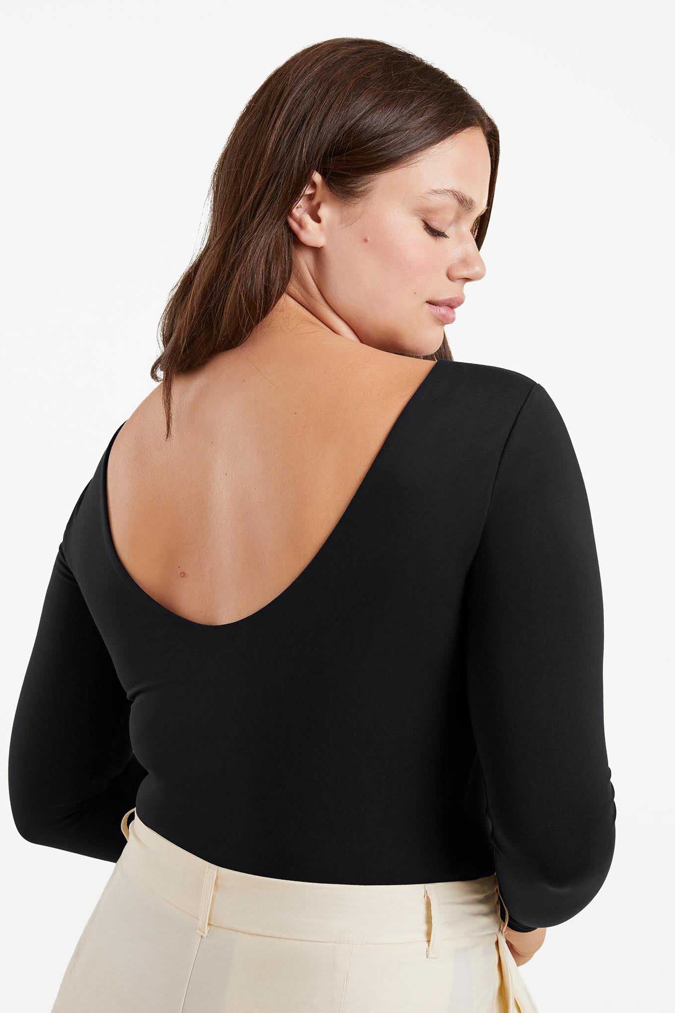 Open Back Bodysuit | Women's Long Sleeve Bodysuit Top by nuuds