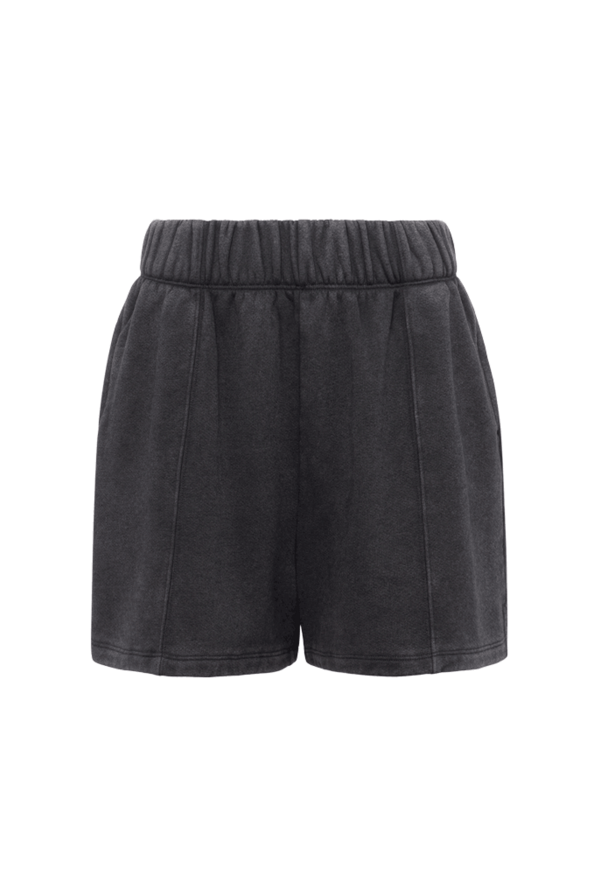 Color:Washed Black | nuuds vintage fleece seamed short sweatshorts women fabric shorts high waist bottoms for women