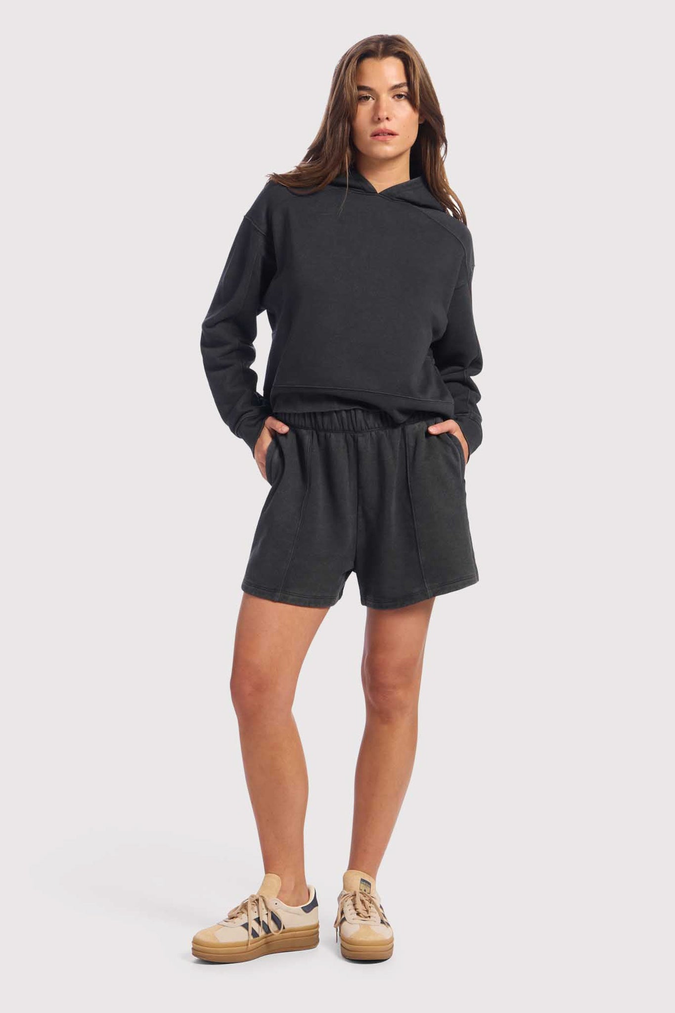 nuuds vintage fleece seamed short sweatshorts women fabric shorts high waist bottoms for women