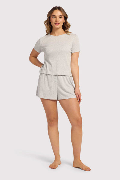 Heart Pointelle Pajama Cheeky Short | Heather Grey – nuuds