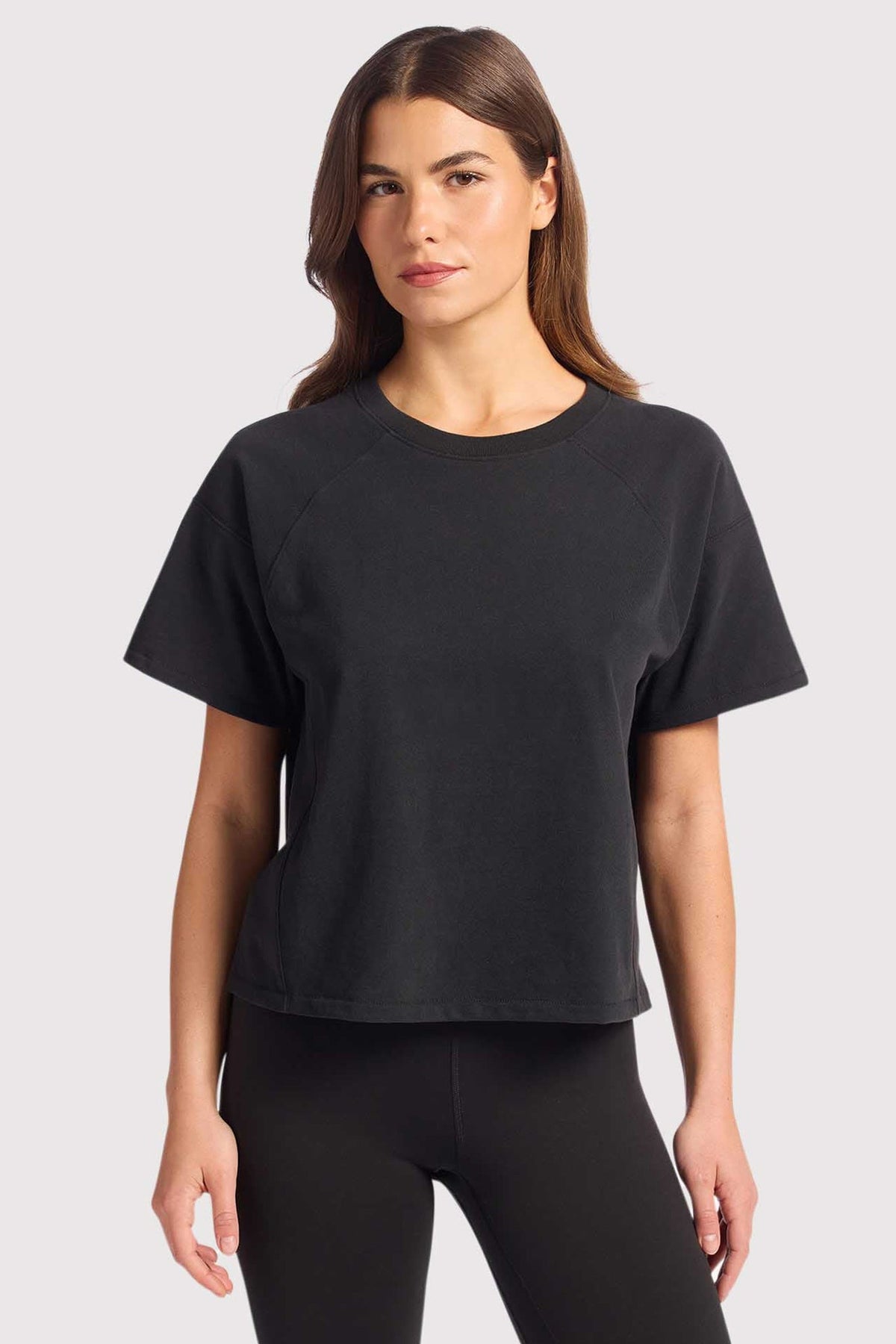 Color:Black | nuuds steady seamed tee – vintage sports t-shirts womens cotton t-shirts basic tees tops for women