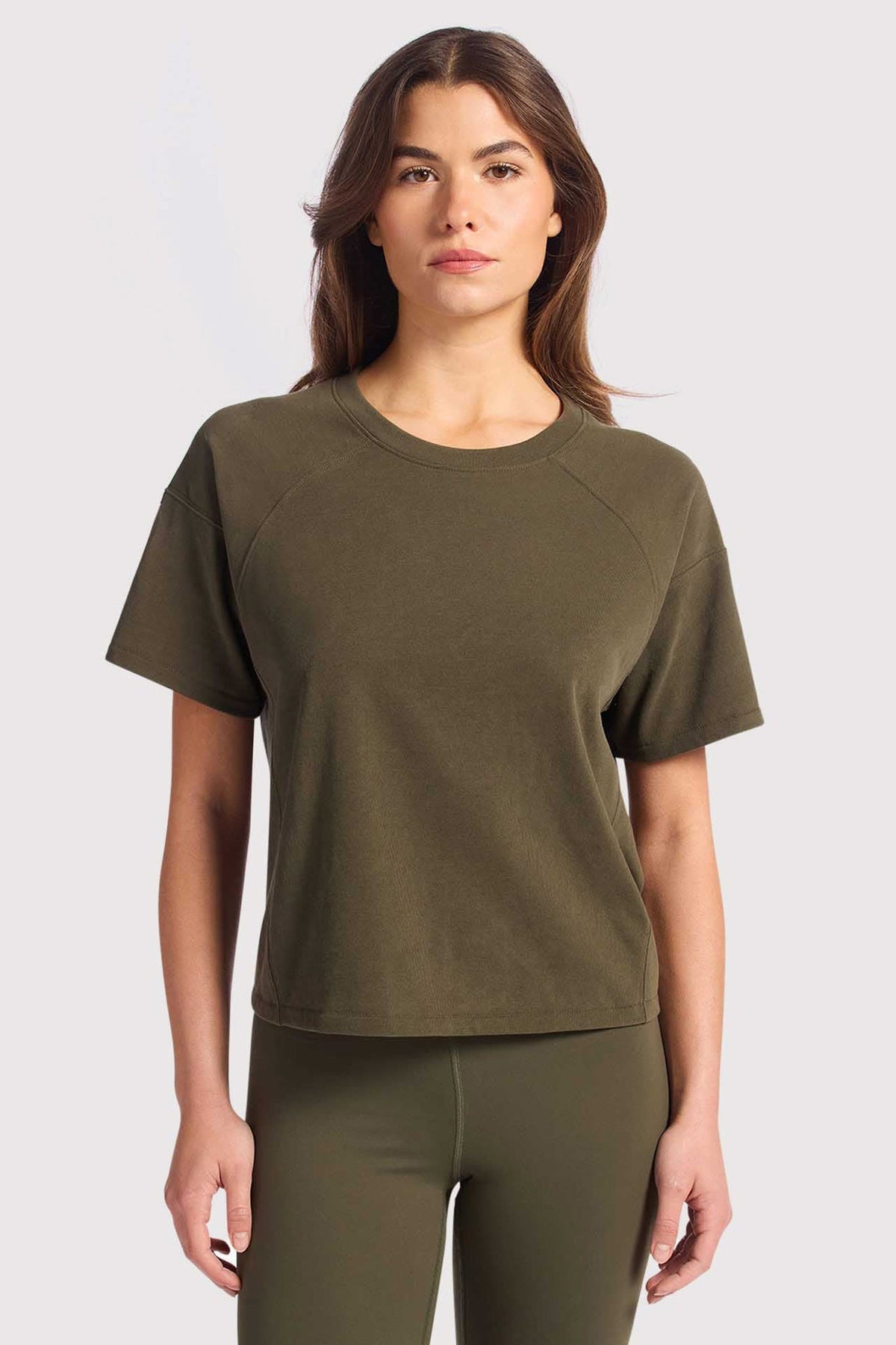 Color:Darkest Olive | nuuds steady seamed tee – vintage sports t-shirts womens cotton t-shirts basic tees tops for women