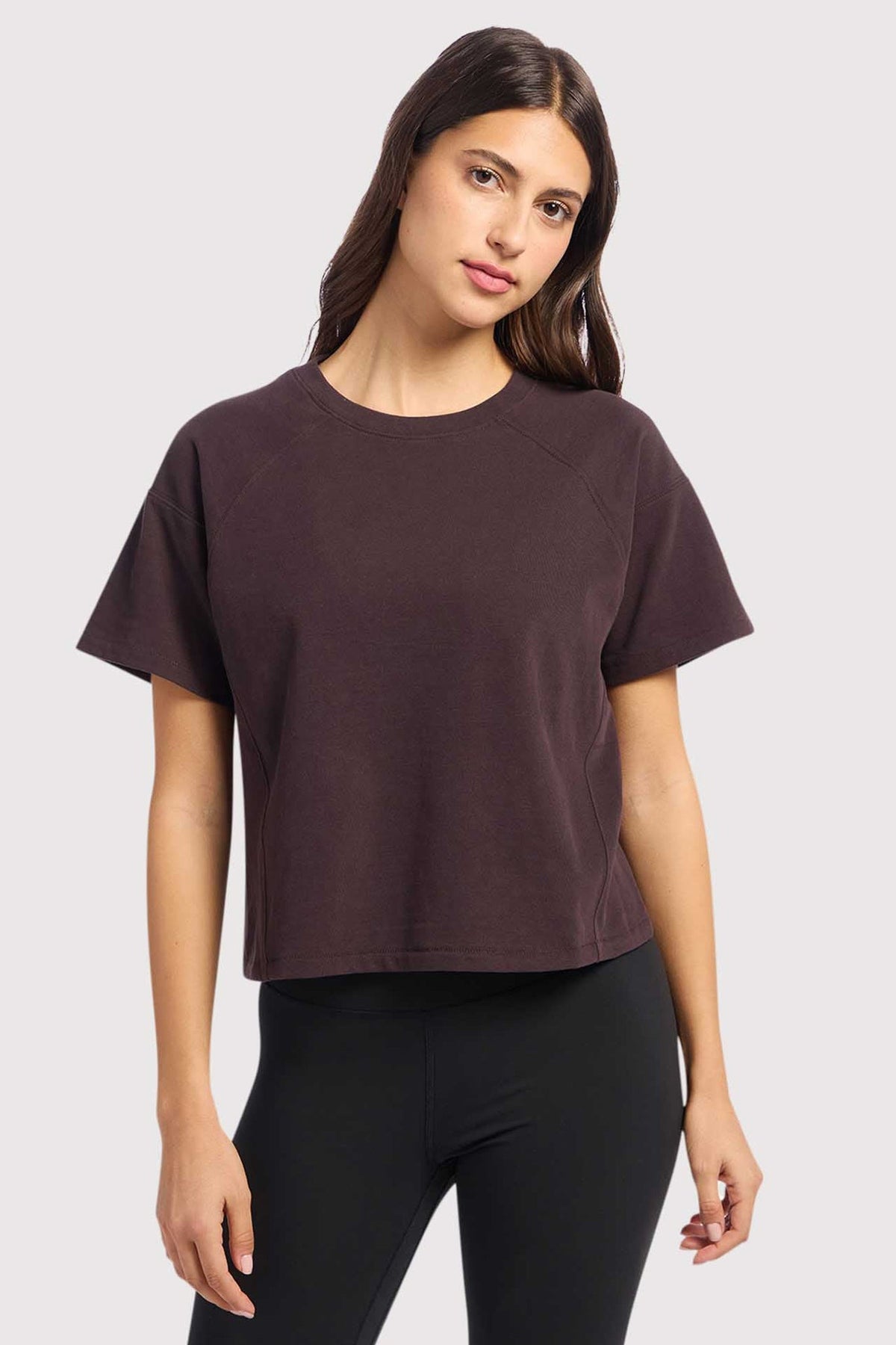 Color:Eggplant | nuuds steady seamed tee – vintage sports t-shirts womens cotton t-shirts basic tees tops for women