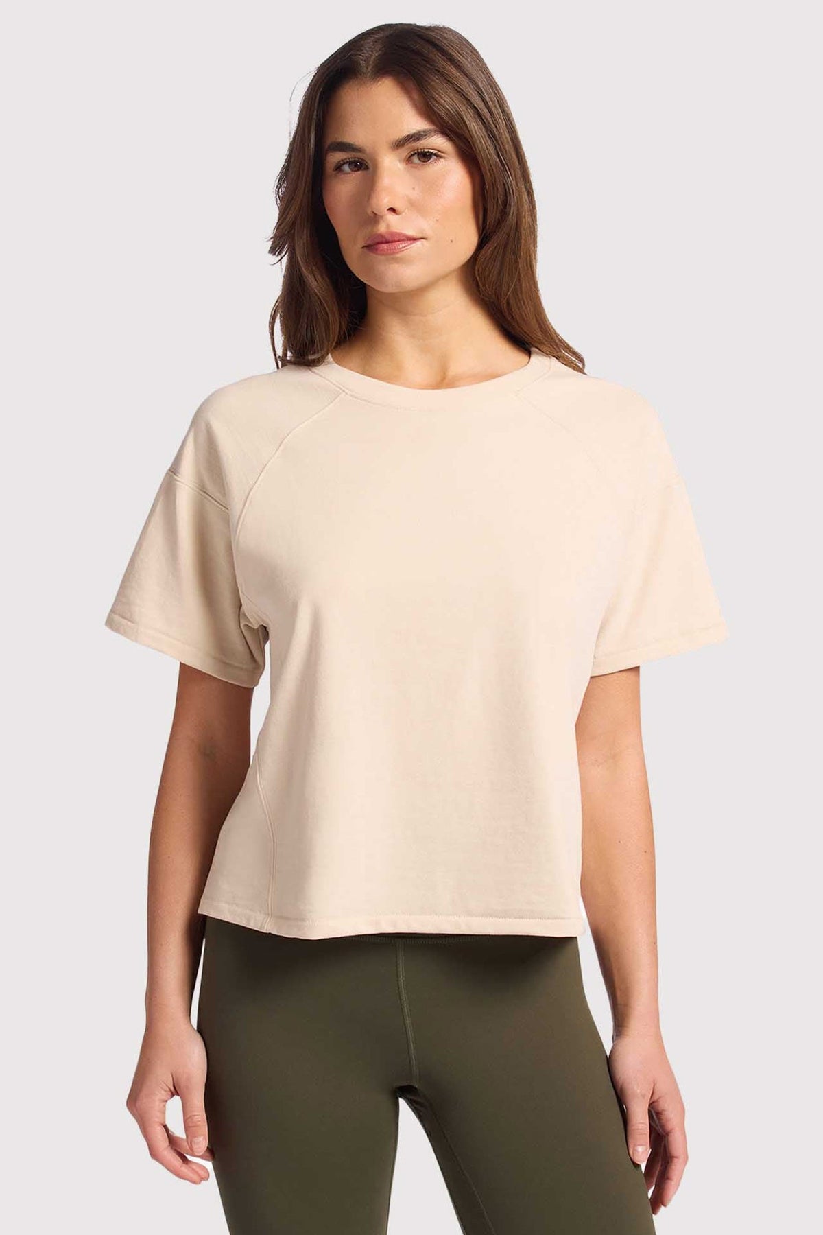Color:Linen | nuuds steady seamed tee – vintage sports t-shirts womens cotton t-shirts basic tees tops for women