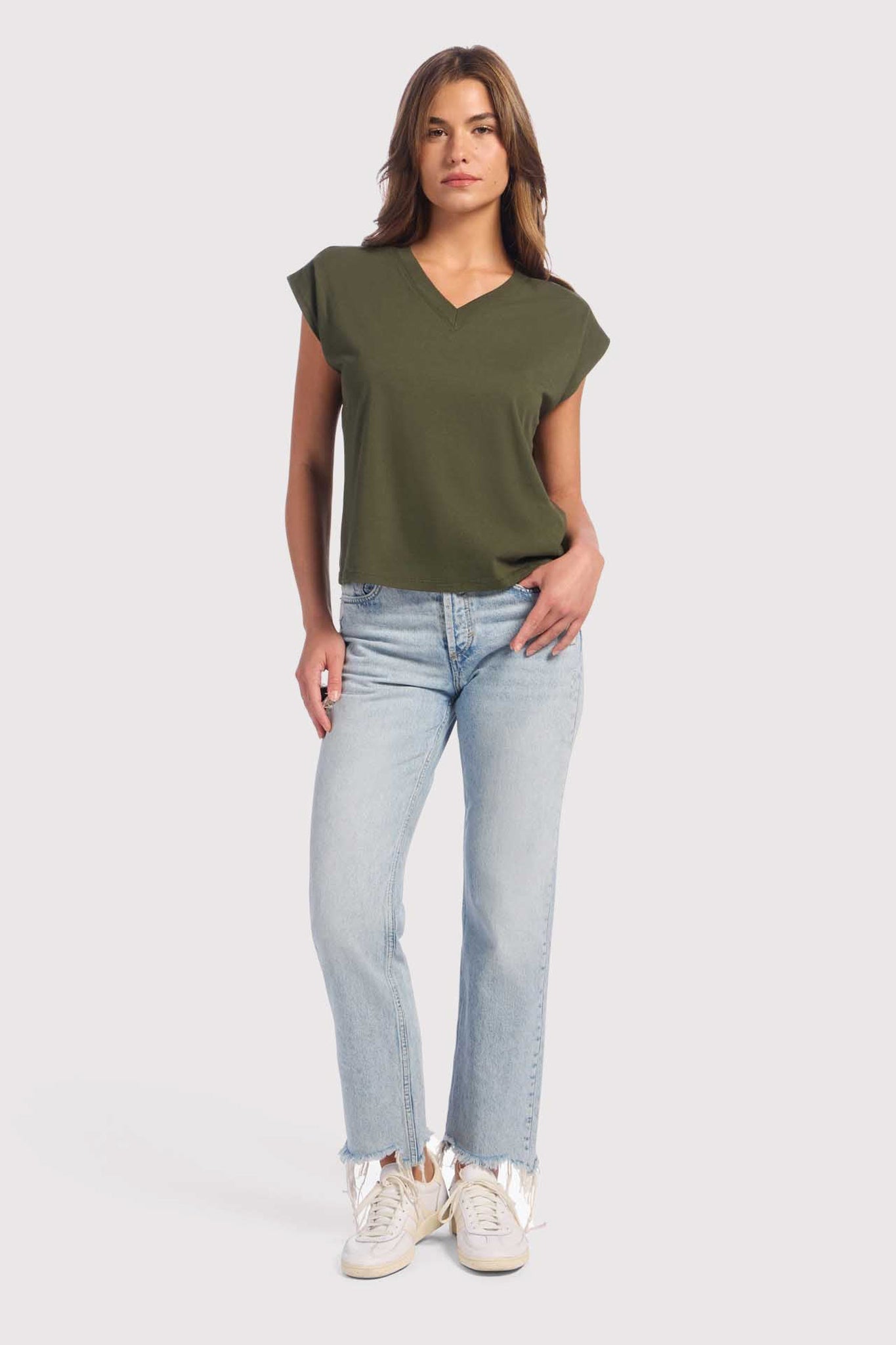 Soft Cotton V-Neck Muscle Tee