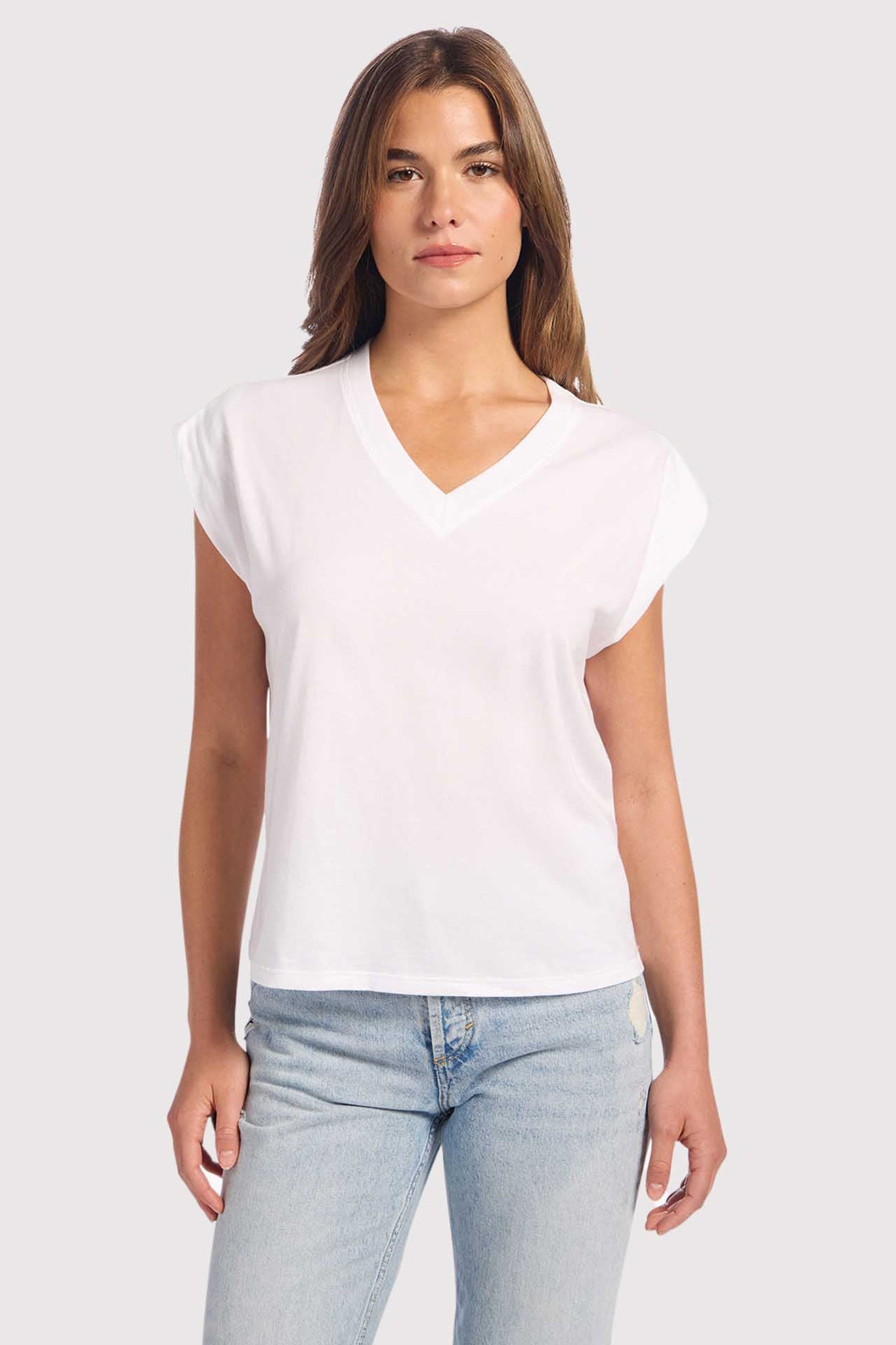 Soft Cotton V-Neck Muscle Tee