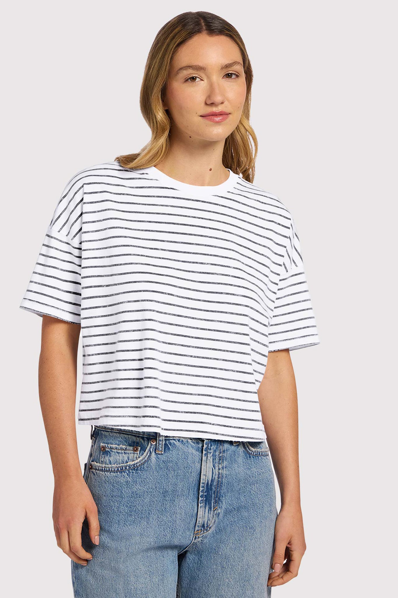 Soft Cotton Striped Boxy Tee