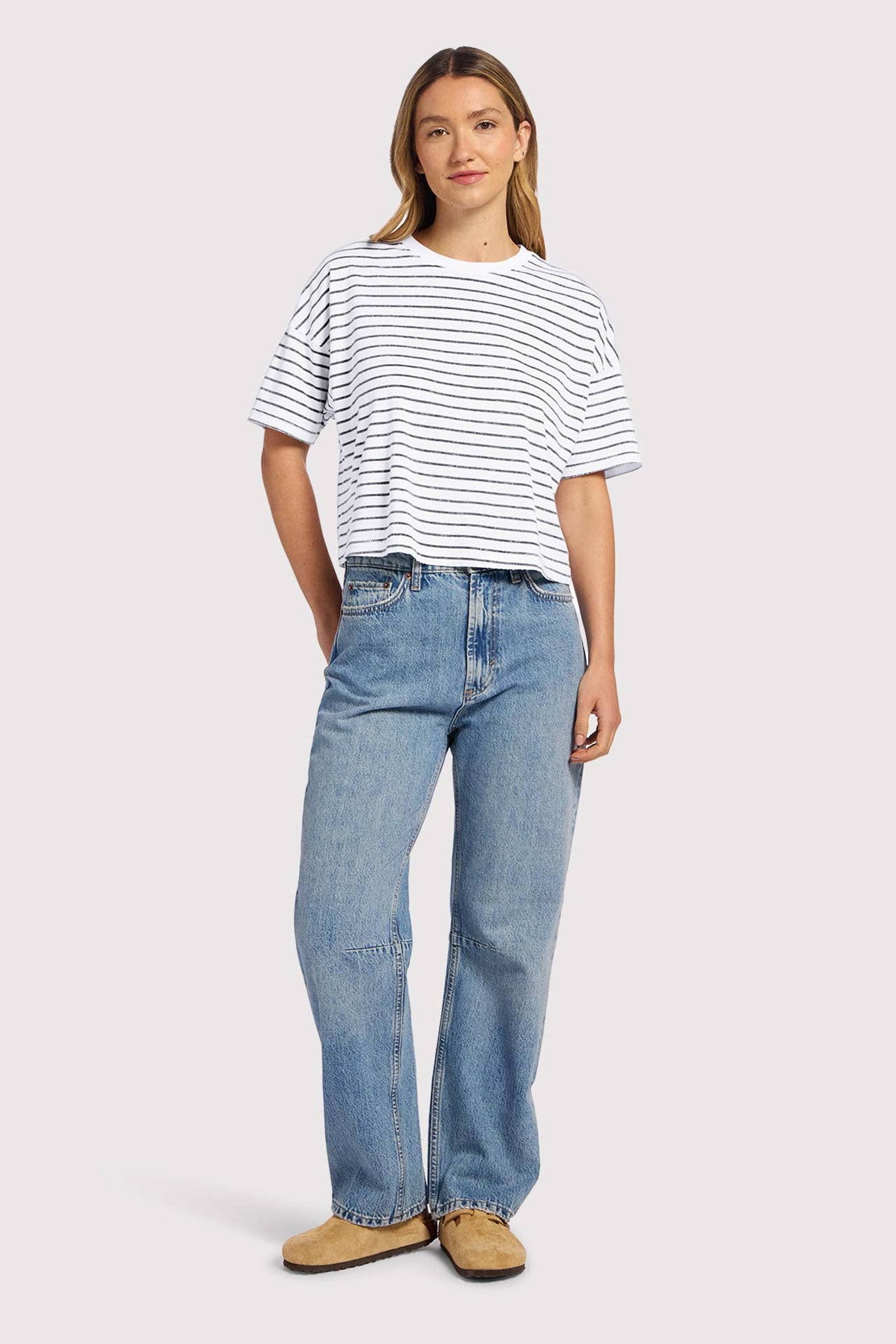 Soft Cotton Striped Boxy Tee