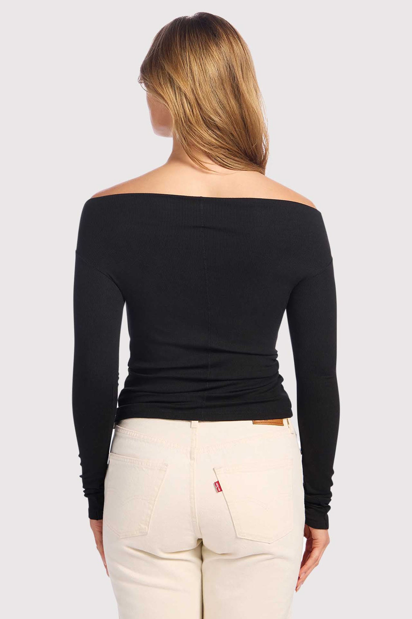 Slinky Rib Off-The-Shoulder Shirt