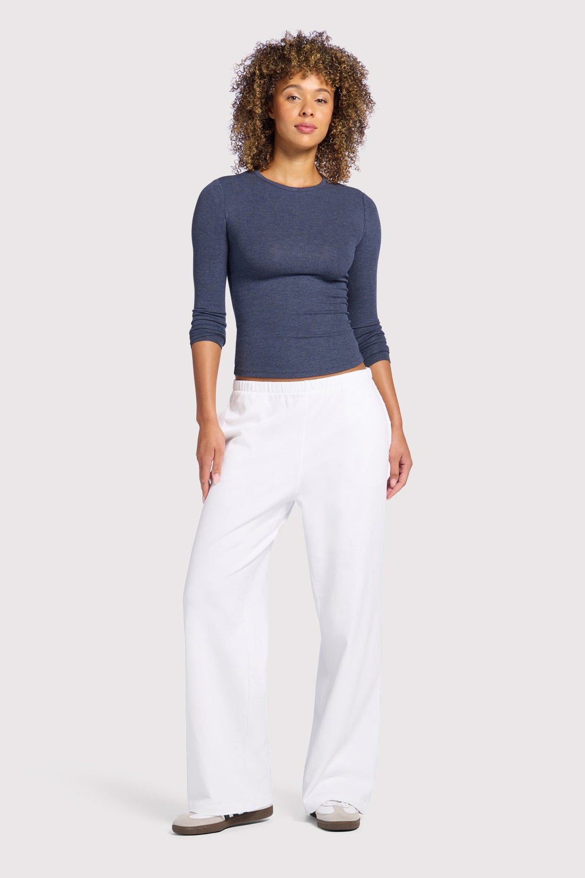 Color:White | nuuds everyday pant casual pants for women wide leg sweatpants comfort women pants