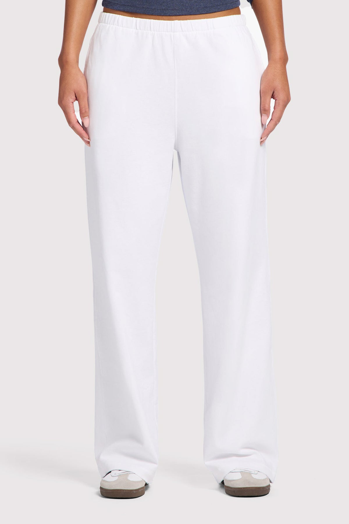 Color:White | nuuds everyday pant casual pants for women wide leg sweatpants comfort women pants